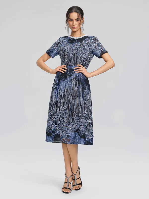 Jacquard Rose Embroidery Beaded Dress made by Rich Radi Q's