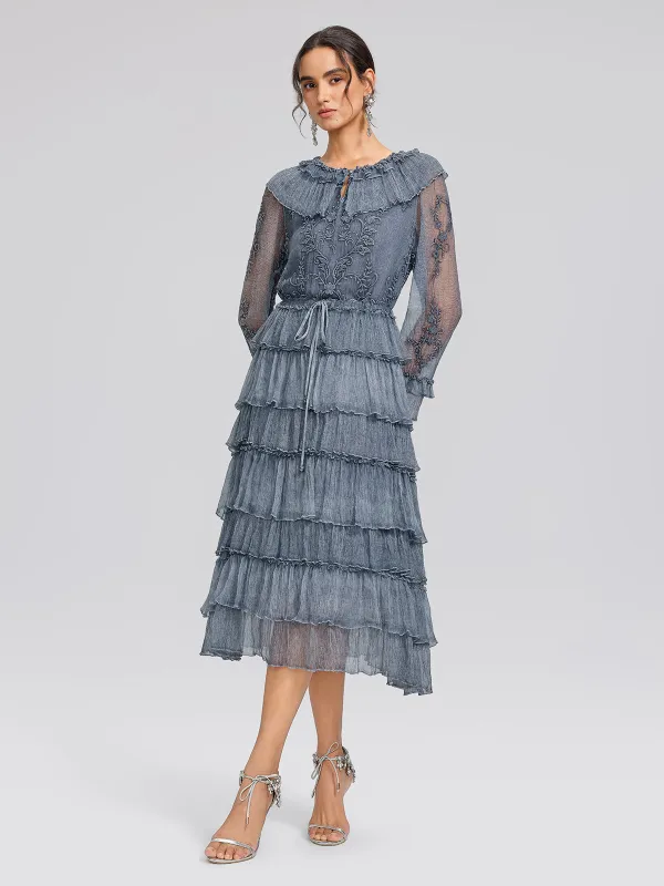 Silk Mesh Floral Embroidery Dress made by Rich Radi Q's
