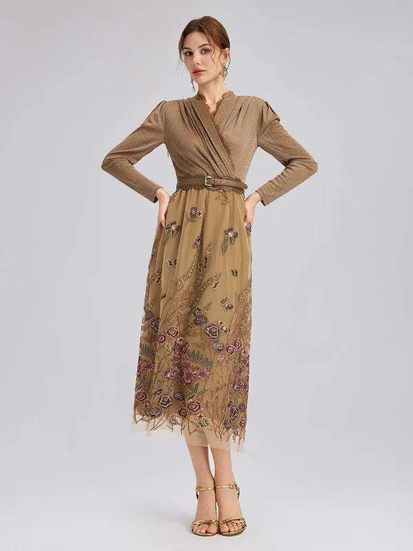 Knit & Tulle Embroidered Dress (Belt Included) made by Rich Radi Q's