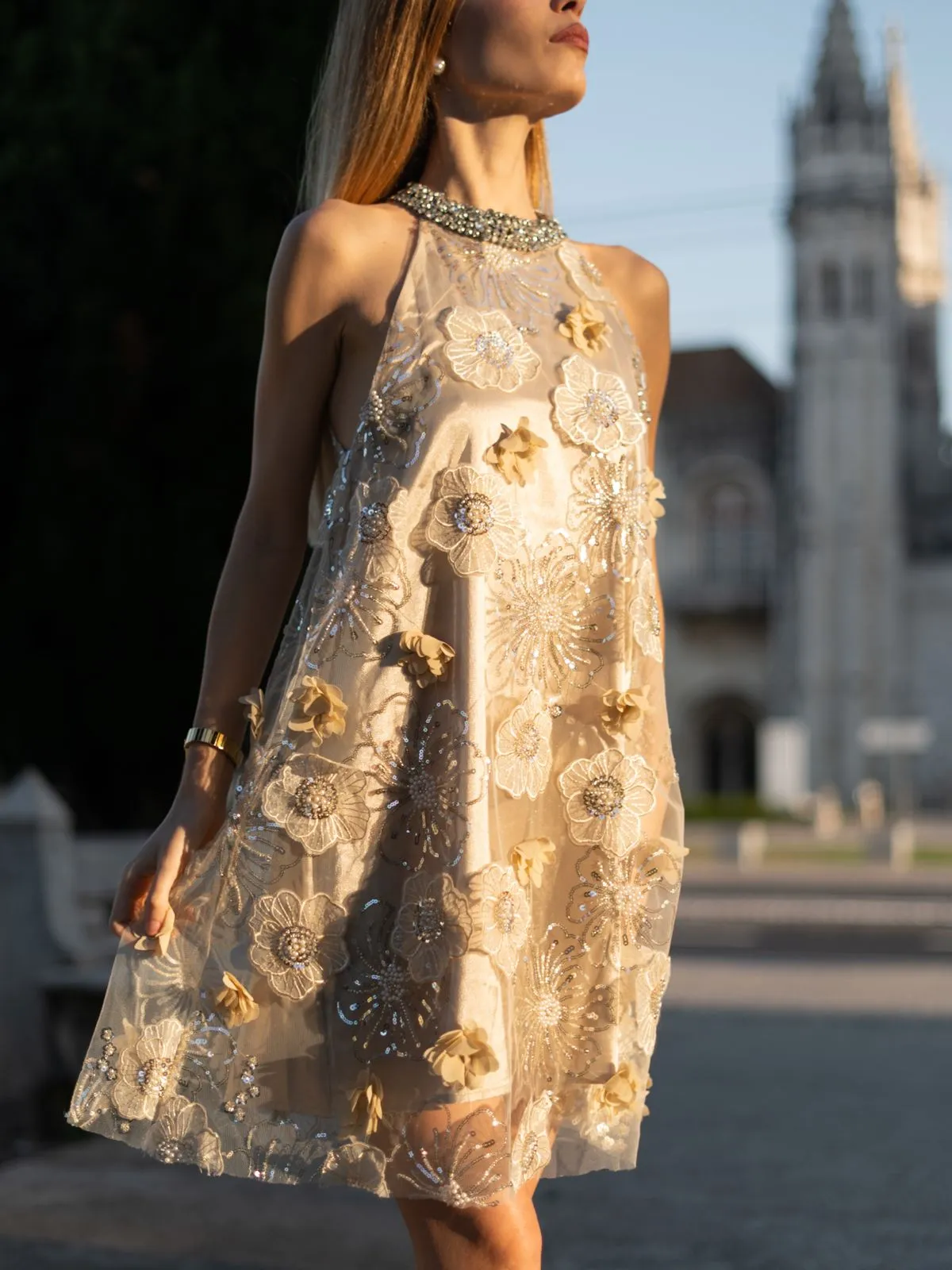 Diamond Embossed Floral Embroidered Dress - Star Queen sold by Rich Radi Q's product image thumbnail 2