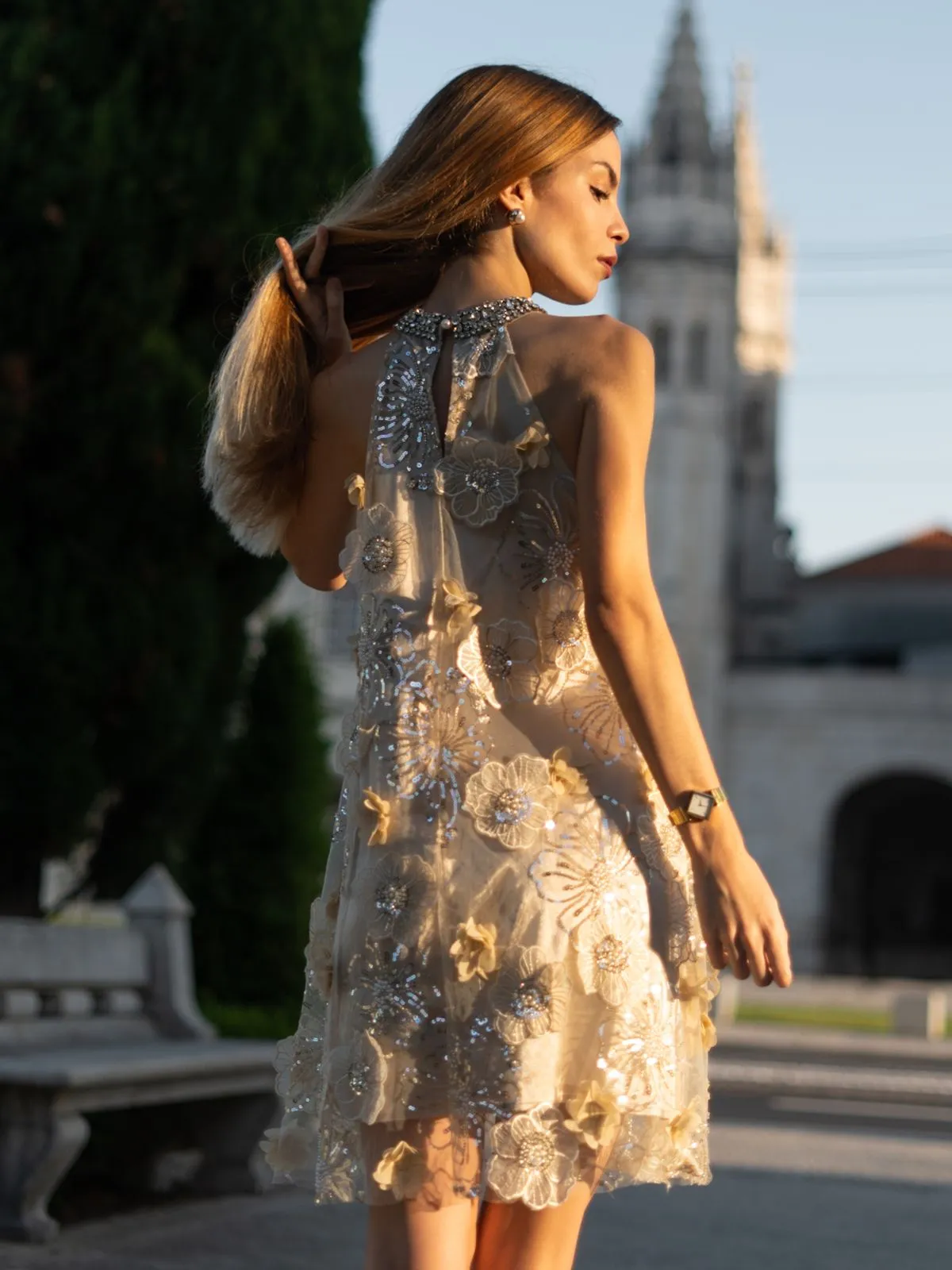 Diamond Embossed Floral Embroidered Dress - Star Queen sold by Rich Radi Q's product image thumbnail 3