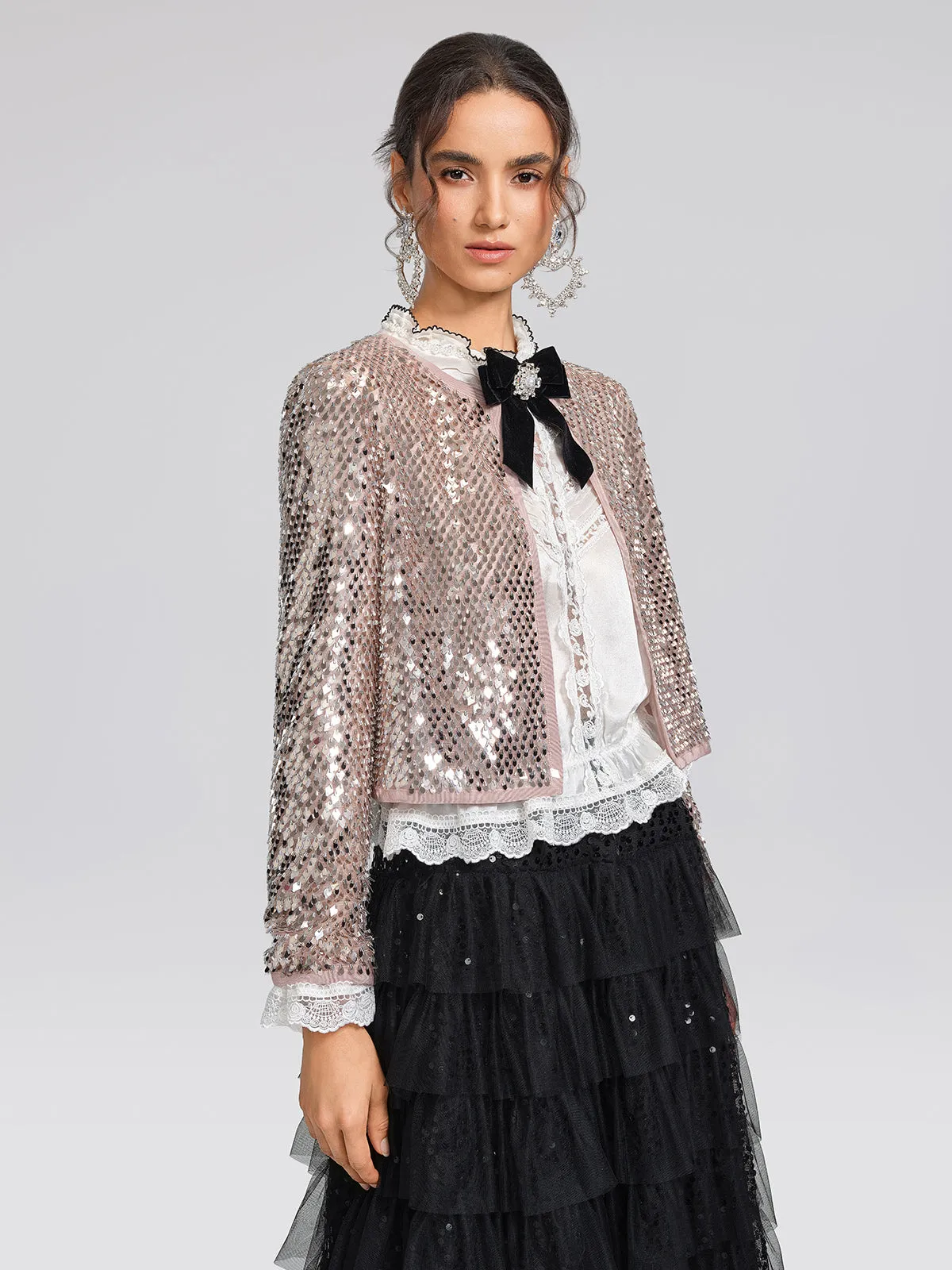 Champagne Sequin Trim Jacket sold by Rich Radi Q's product image thumbnail 3