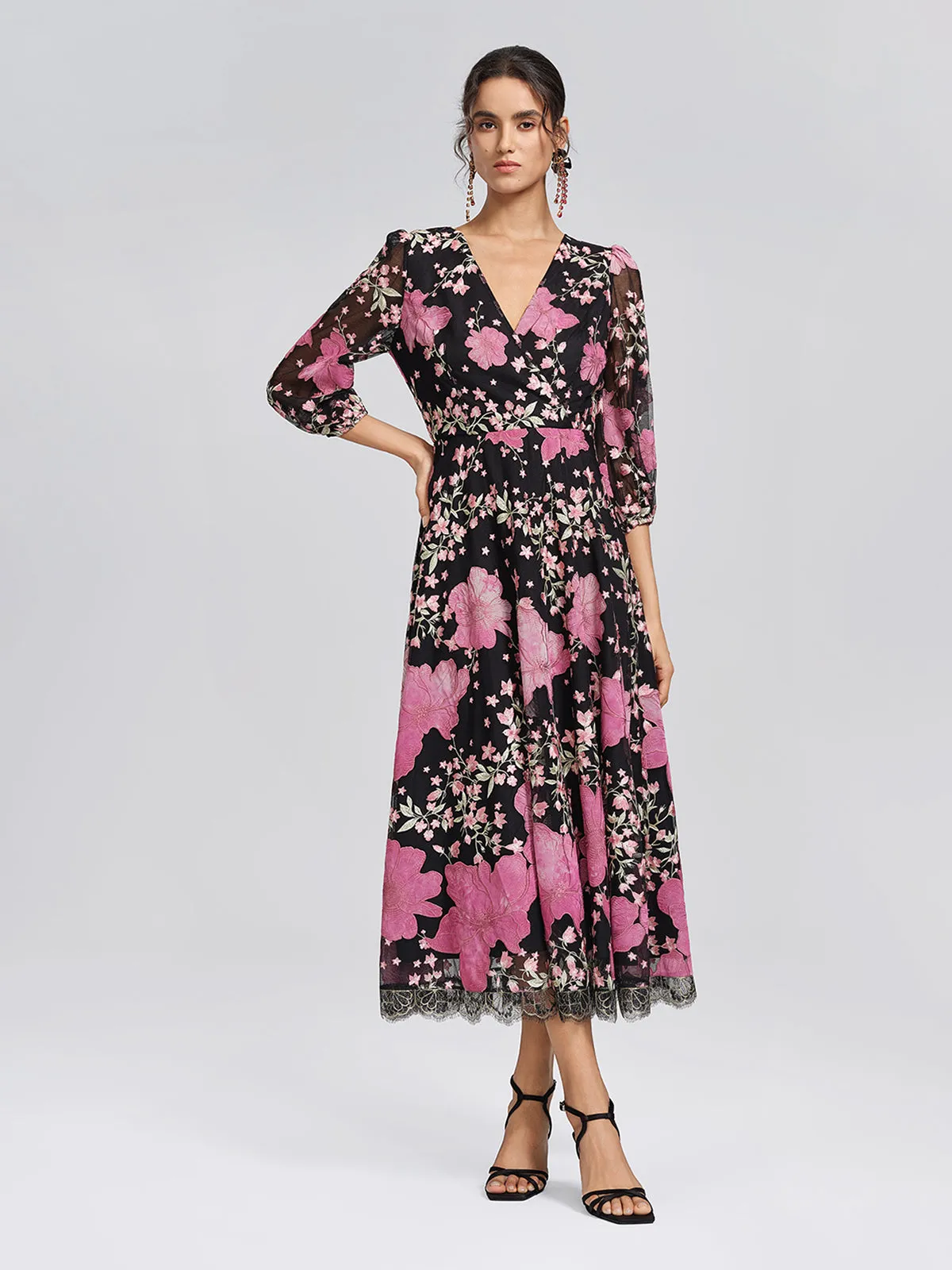 Mesh Floral Embroidery Lace Dress sold by Rich Radi Q's product image thumbnail 3