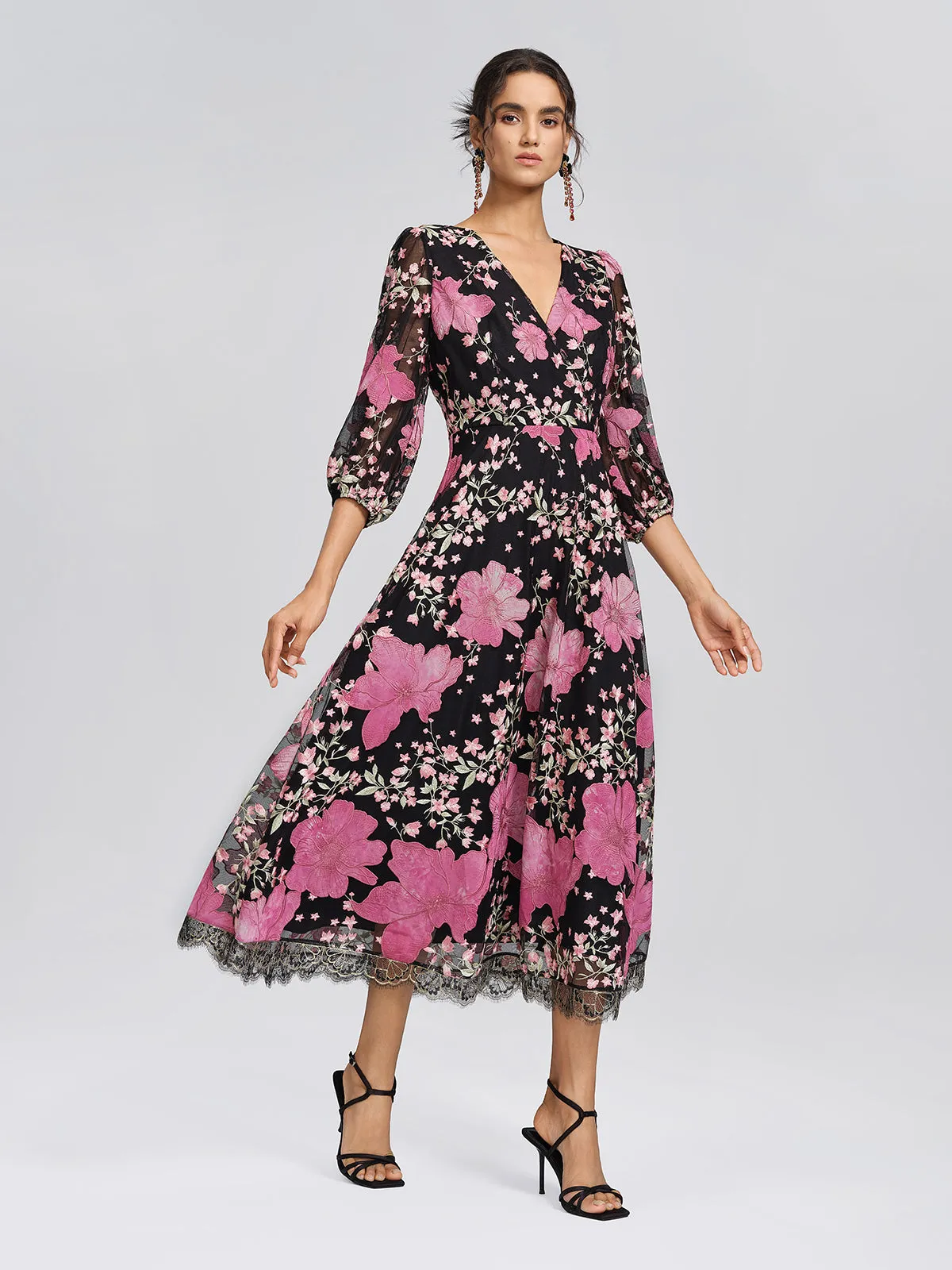 Mesh Floral Embroidery Lace Dress sold by Rich Radi Q's product image thumbnail 5