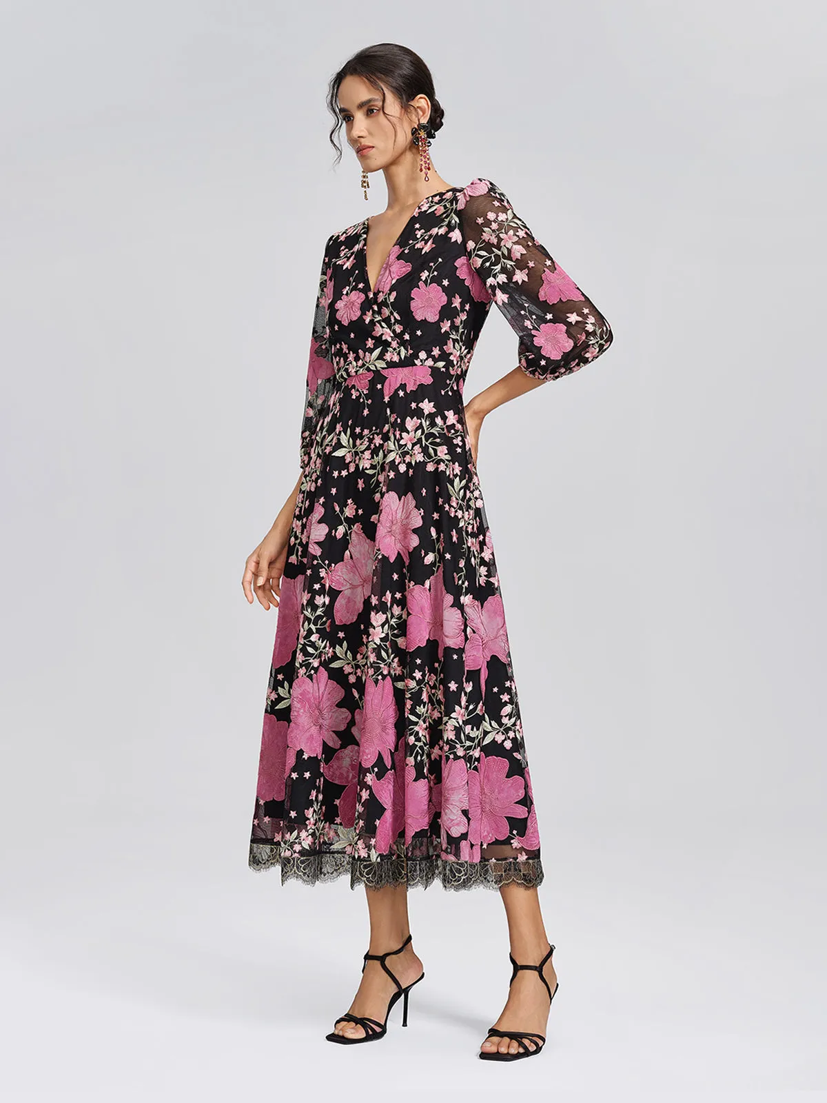 Mesh Floral Embroidery Lace Dress sold by Rich Radi Q's product image thumbnail 4
