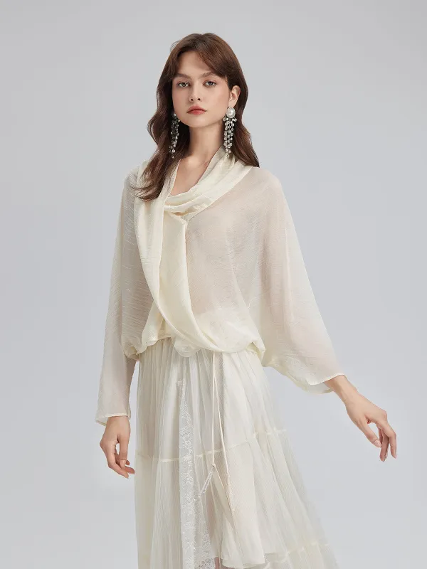 Final Sale | Asymmetric Cowl Neck Acetate Top made by Rich Radi Q's