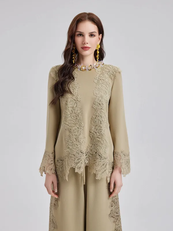Final Sale | Lace-Trim Flare Sleeve Blouse made by Rich Radi Q's