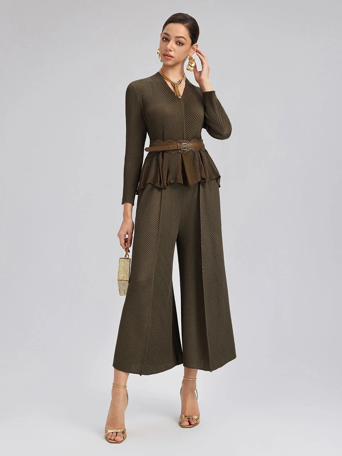 Final Sale | Pleated-Texture Elastic-Waist Wide-Leg Pants sold by Rich Radi Q's product image thumbnail 2