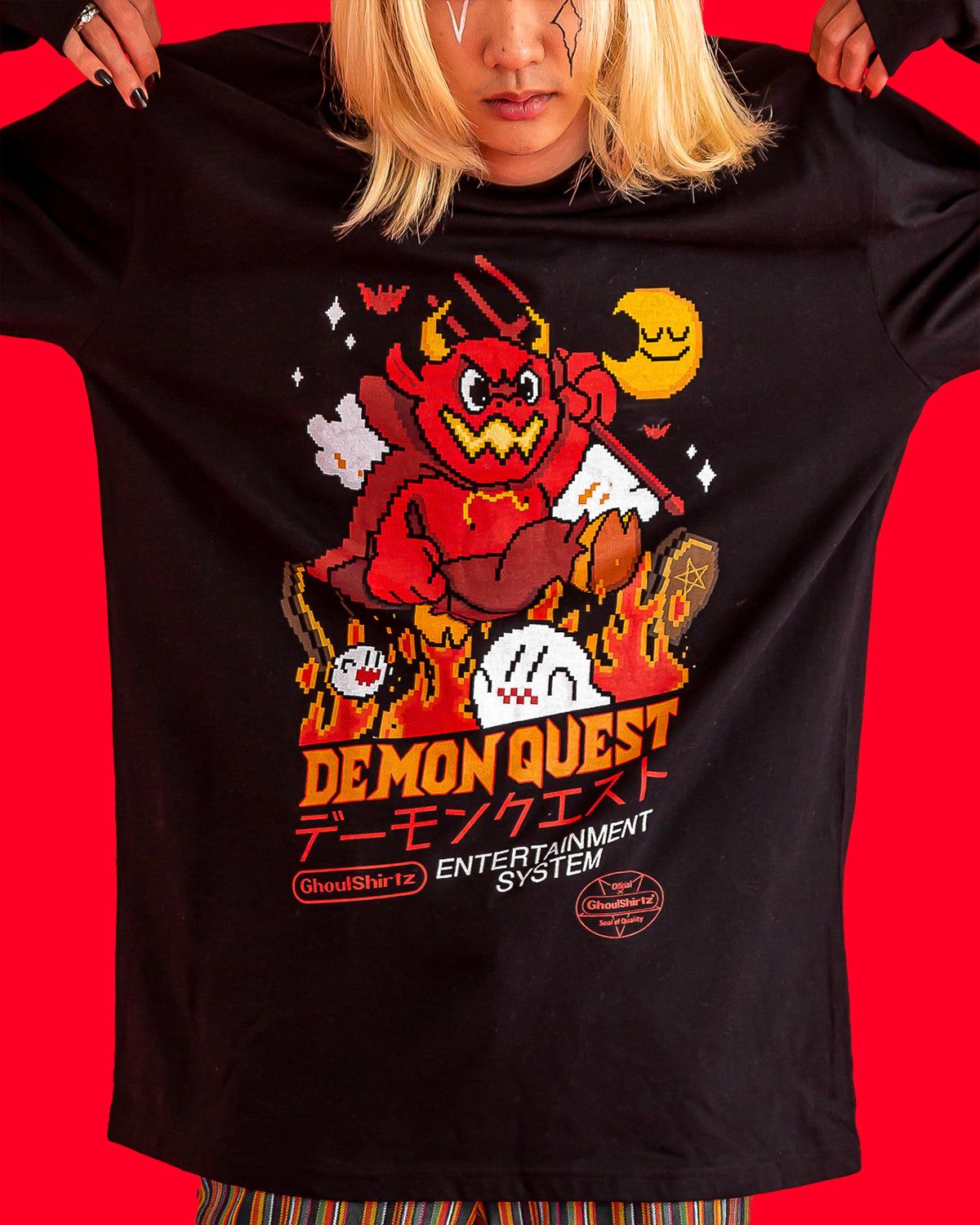 トップス 604SERVICE demon long tshirt Cool Shirtz The Demon Quest Longsleeve | Parallel