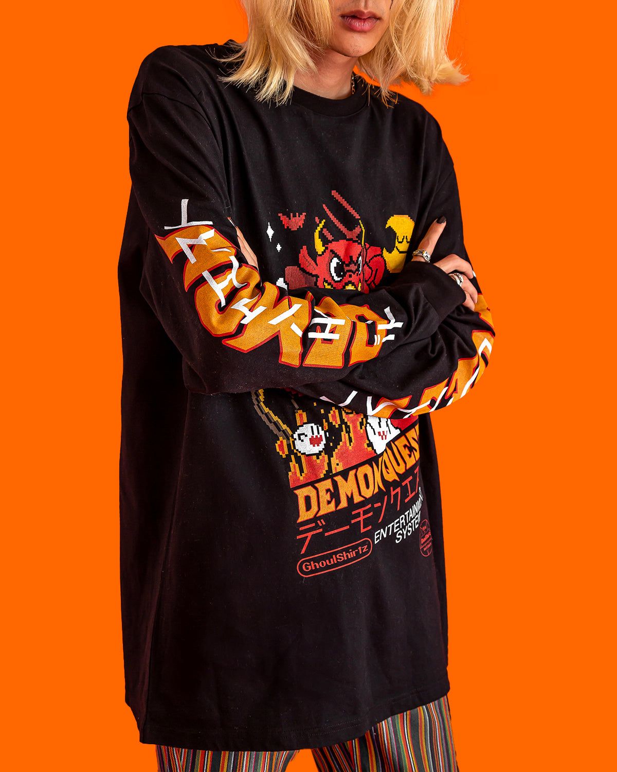 トップス 604SERVICE demon long tshirt Cool Shirtz The Demon Quest Longsleeve | Parallel