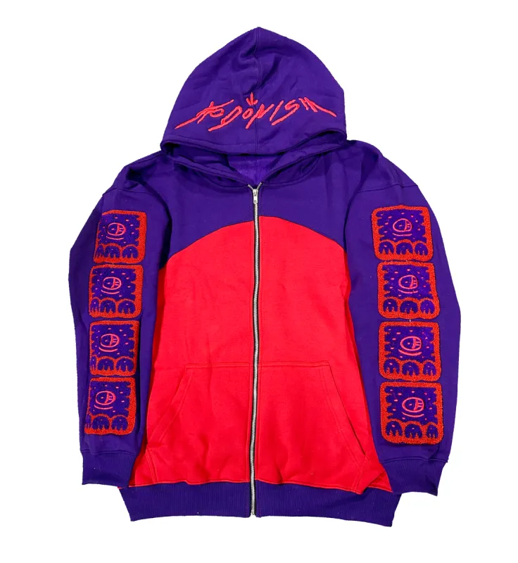 Purple/Red - Chenille Hoodie sold by Kodone