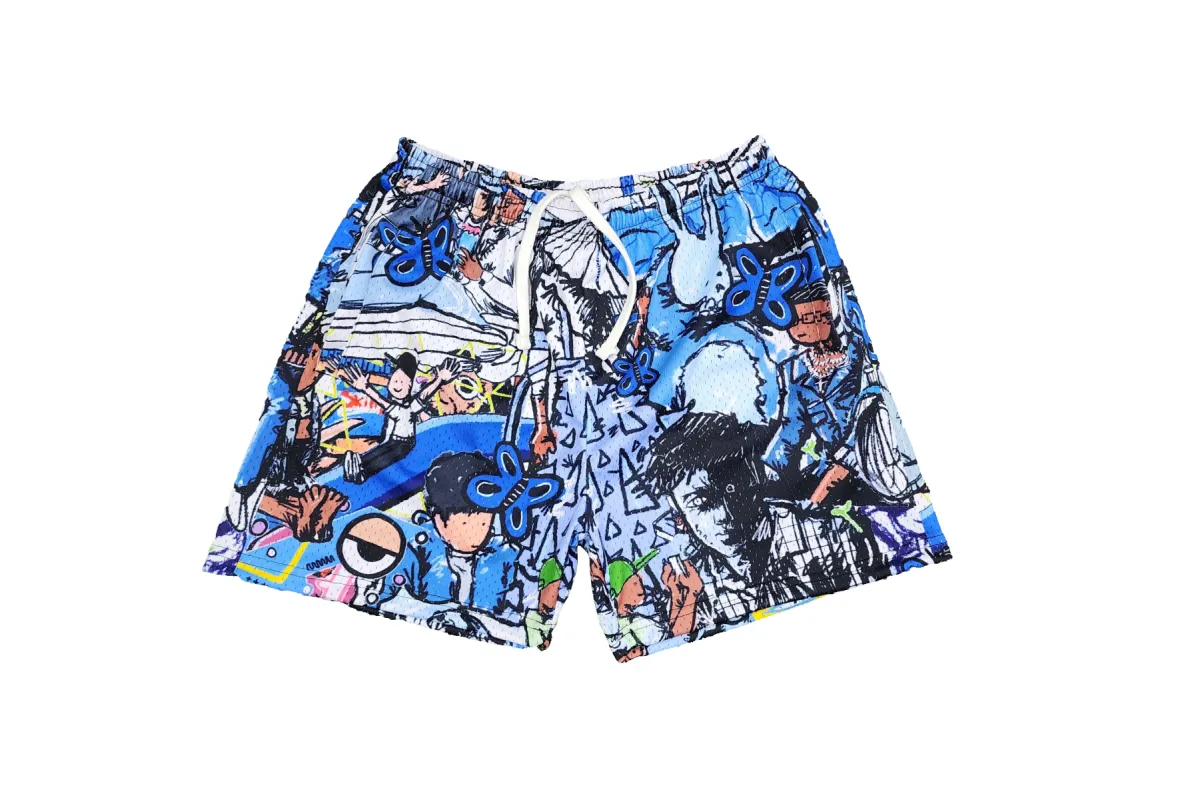 Blue Collage Mesh Shorts sold by Kodone