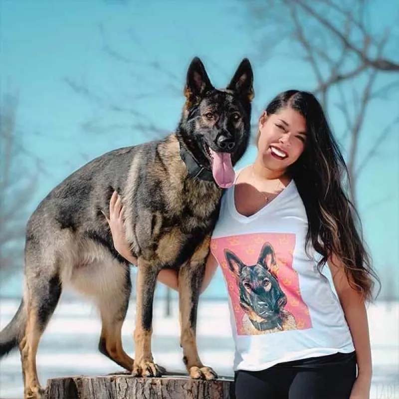 Custom Pet Art Women's V-neck made by Pop Your Pup