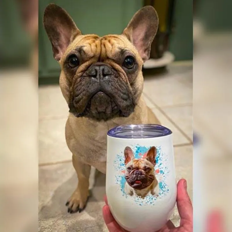 Custom Pet Art Wine Tumbler made by Pop Your Pup