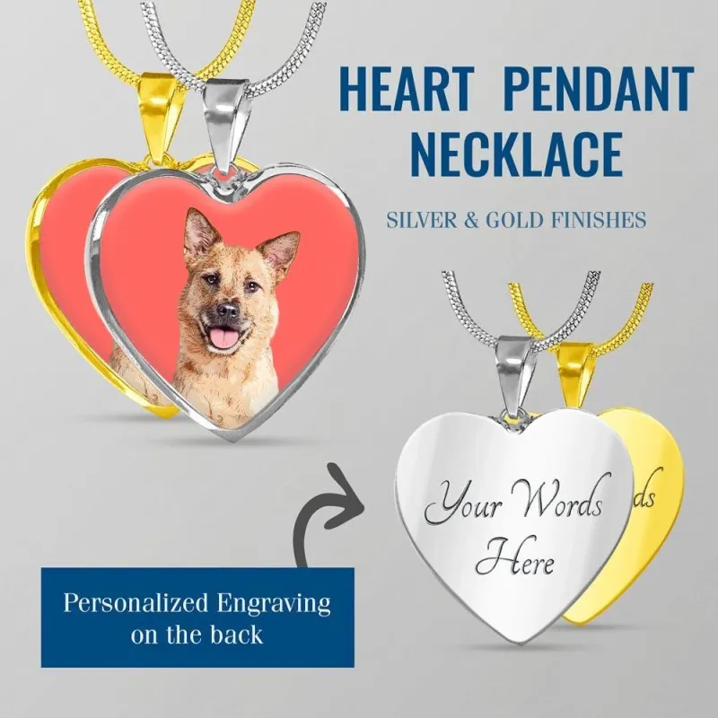 Custom Pet Art - Heart Necklace sold by Pop Your Pup