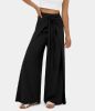 High Waisted Tie Front Split Hem Palazzo Wide Leg Flowy Casual Pants sold by halara