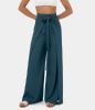 High Waisted Tie Front Split Hem Palazzo Wide Leg Flowy Casual Pants sold by halara