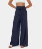 High Waisted Tie Front Split Hem Palazzo Wide Leg Flowy Casual Pants sold by halara