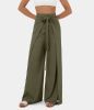 High Waisted Tie Front Split Hem Palazzo Wide Leg Flowy Casual Pants sold by halara