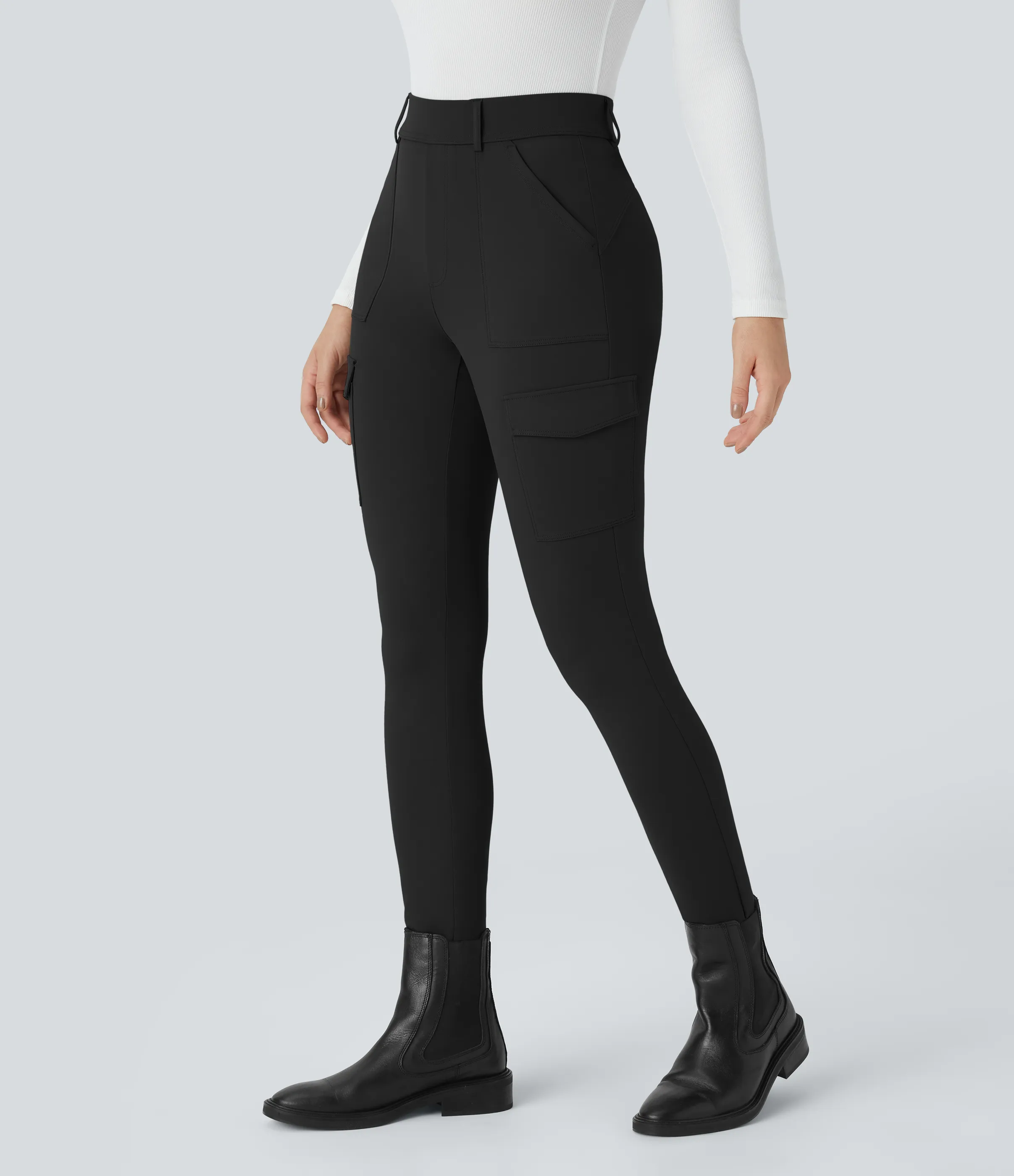 Halara Pantalón oficina ajustado múltiple bolsillo tiro alto - Black - L(regular) sold by Halara