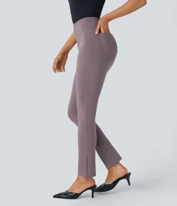 Halara Pantalón Halara Flex™ oficina ajustado tiro alto bolsillo lateral posterior - Moonscape - XS(7/8) sold by Halara