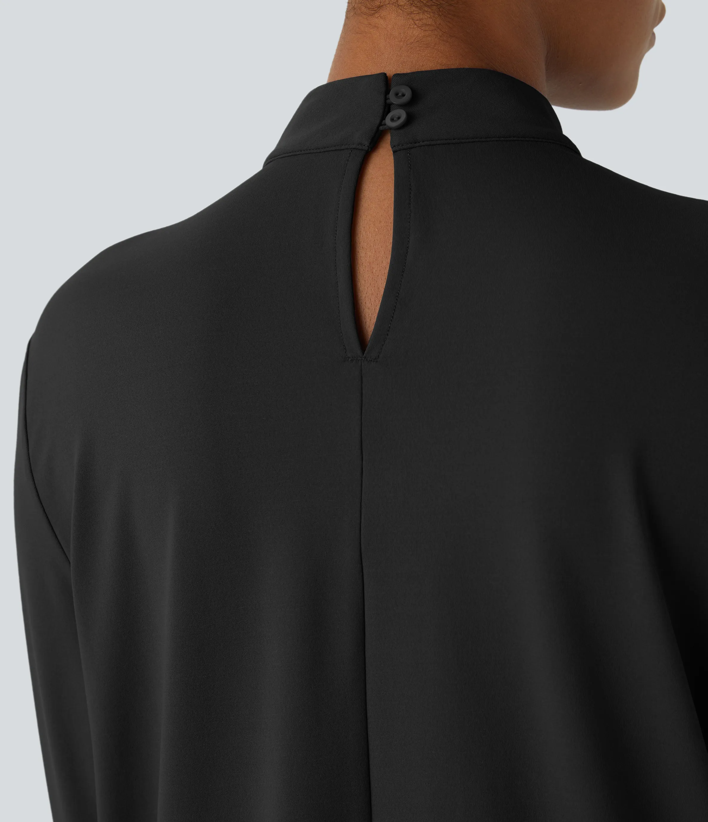 Halara Blusa oficina manga larga botón espalda cuello alto - Black - L sold by Halara product image thumbnail 5