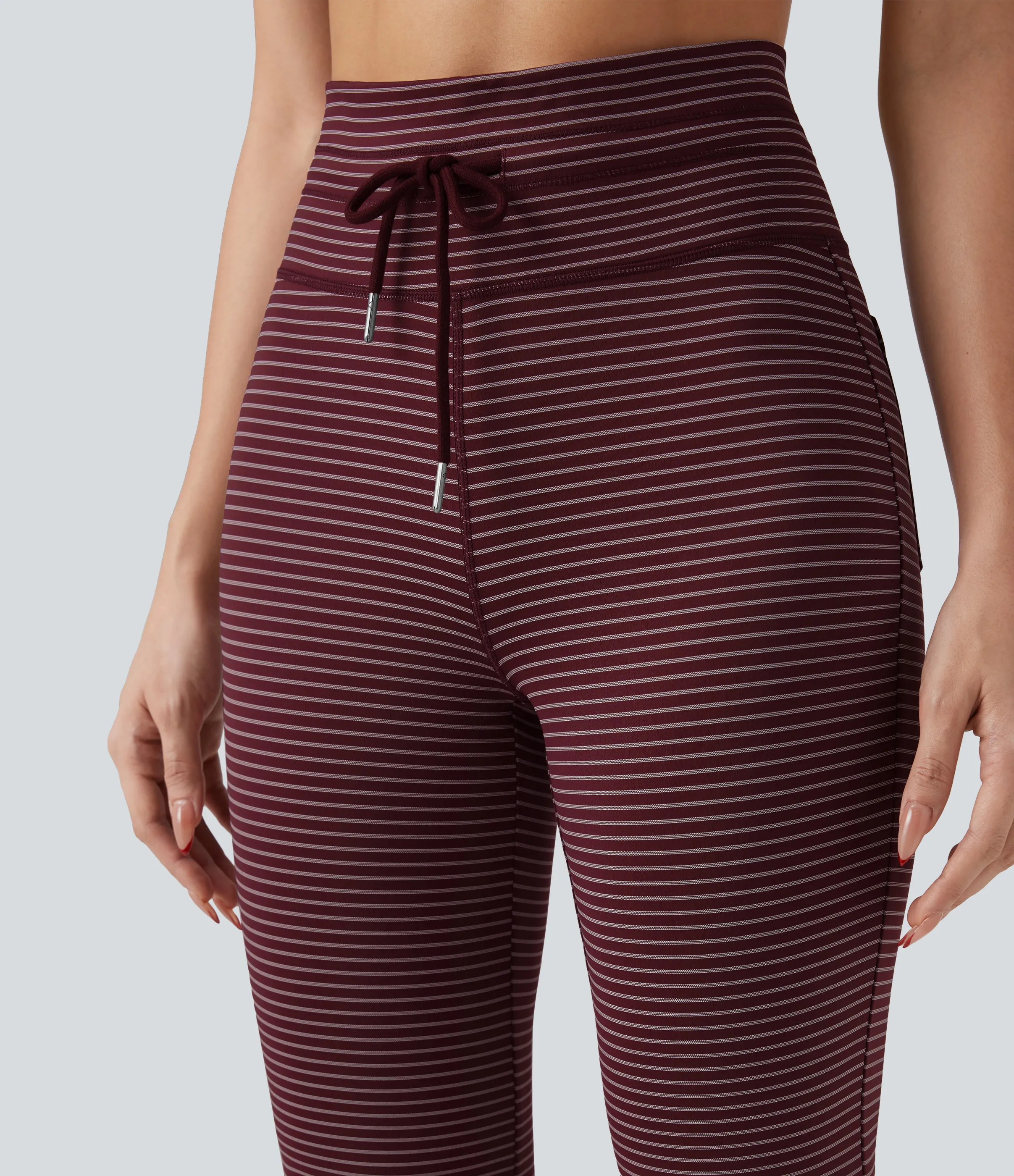Halara Pantalones de yoga acampanados de tiro alto con cordón y bolsillos - Burgundy Wine - XS(regular) sold by Halara product image thumbnail 5