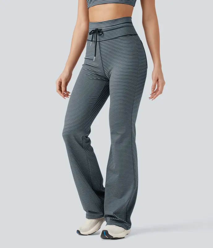 Halara Pantalones de yoga acampanados de tiro alto con cordón y bolsillos - Oceanic Teal - M(regular) made by Halara