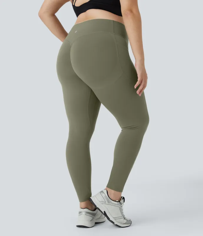 Halara Leggings SoCinched UltraSculpt moldeador tiro alto realce glúteo bolsillo lateral talla grande - Grass Grey Green - 3X(7/8) sold by Halara