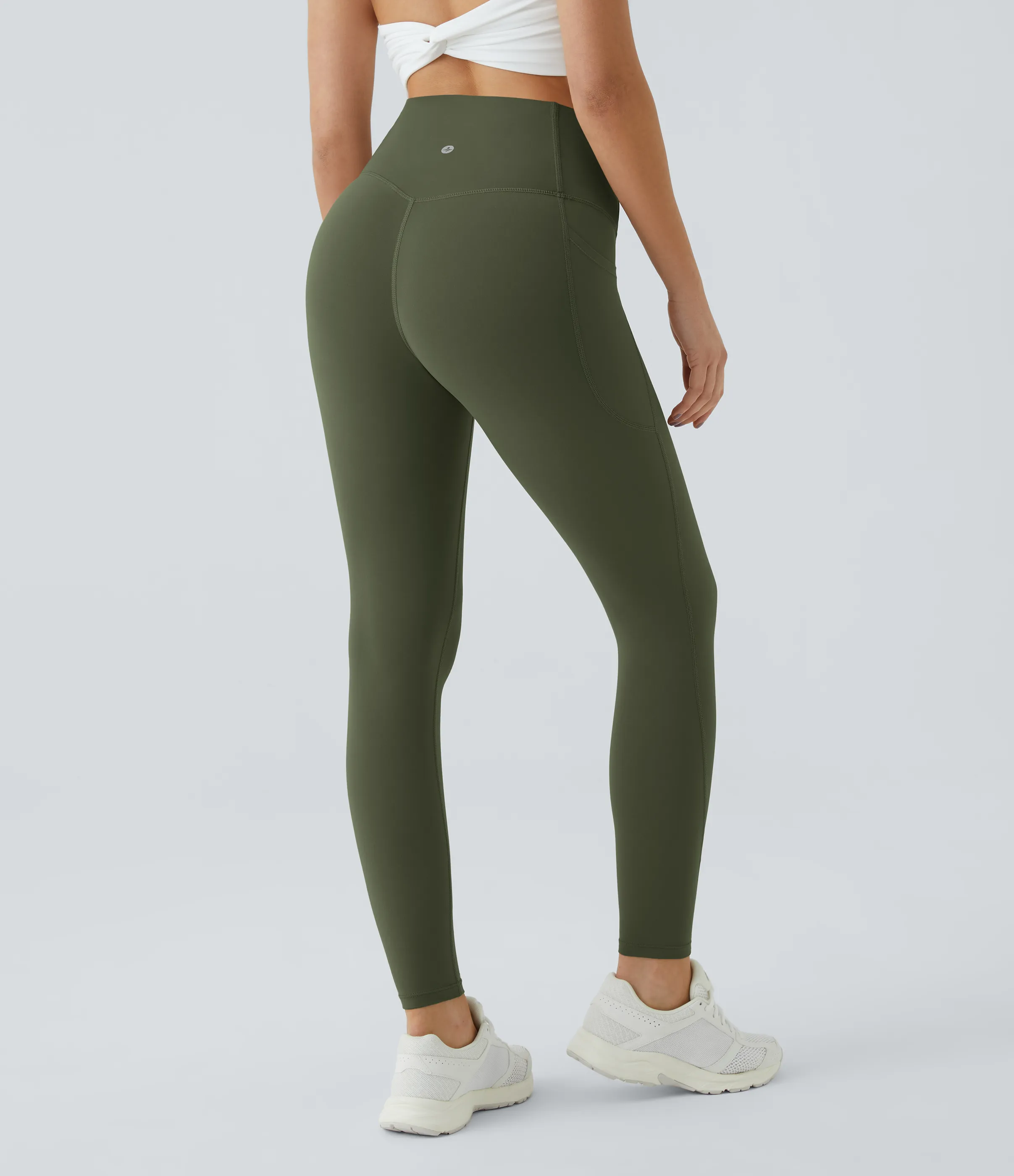 Halara Leggings SoCinched UltraSculpt entrenamiento control abdomen bolsillo lateral tiro alto - Deep Woodland Green - XS(full_length) sold by Halara product image thumbnail 4