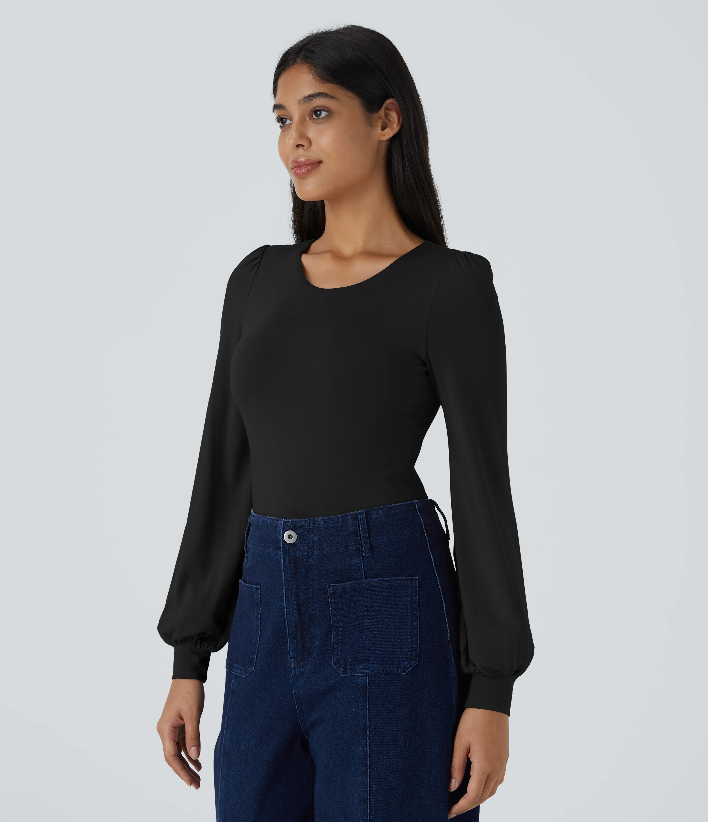 Halara Body botón manga larga cuello redondo - Black - L sold by Halara product image thumbnail 5