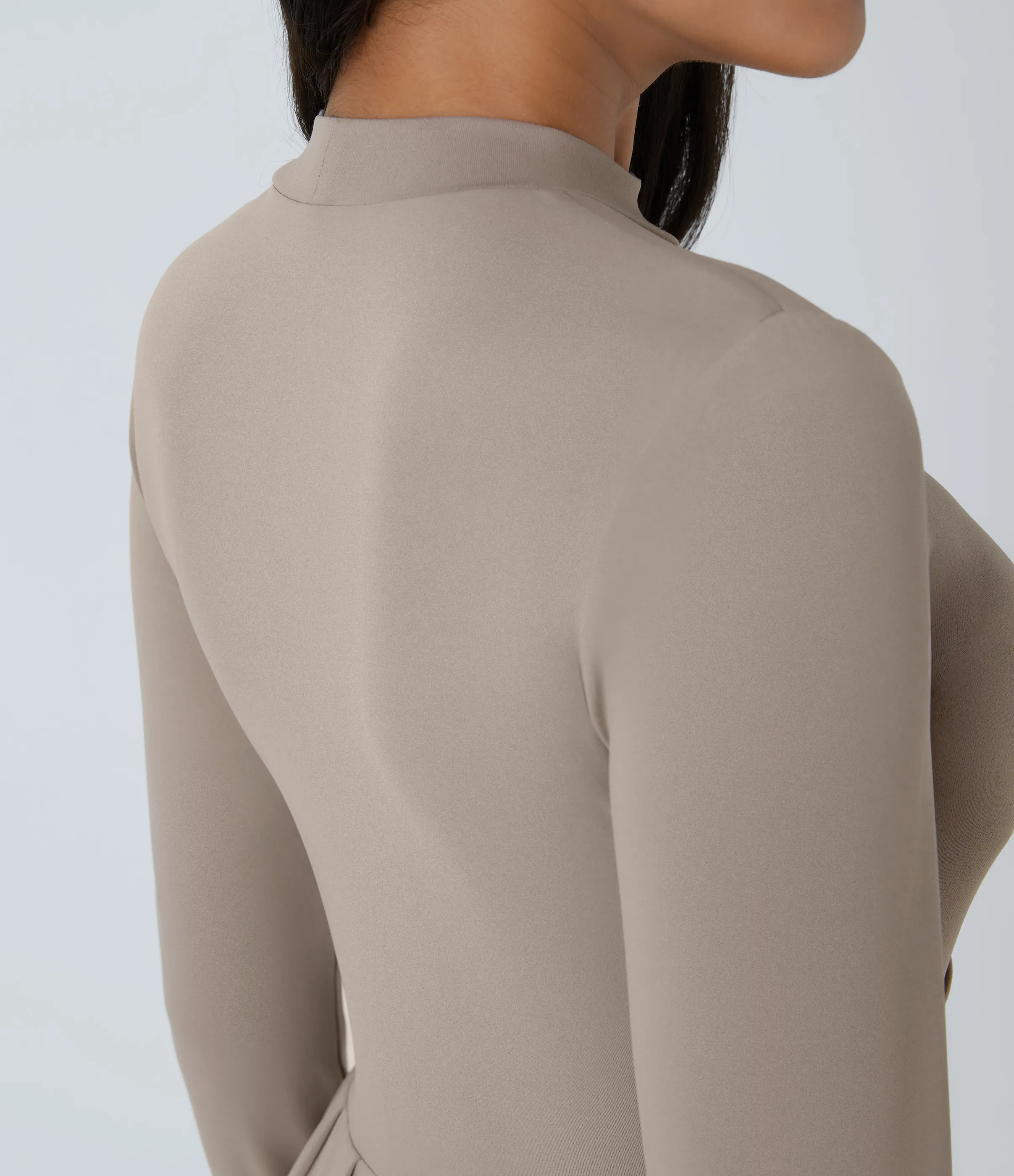 Halara Vestido largo cuello alto manga larga bolsillo lateral plisado acampanado - Weathered Teak - L sold by Halara product image thumbnail 5