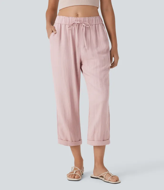 Halara Pantalones casuales ajustados de tiro medio con cordón y bolsillos - Potpourri - L(regular) sold by Halara