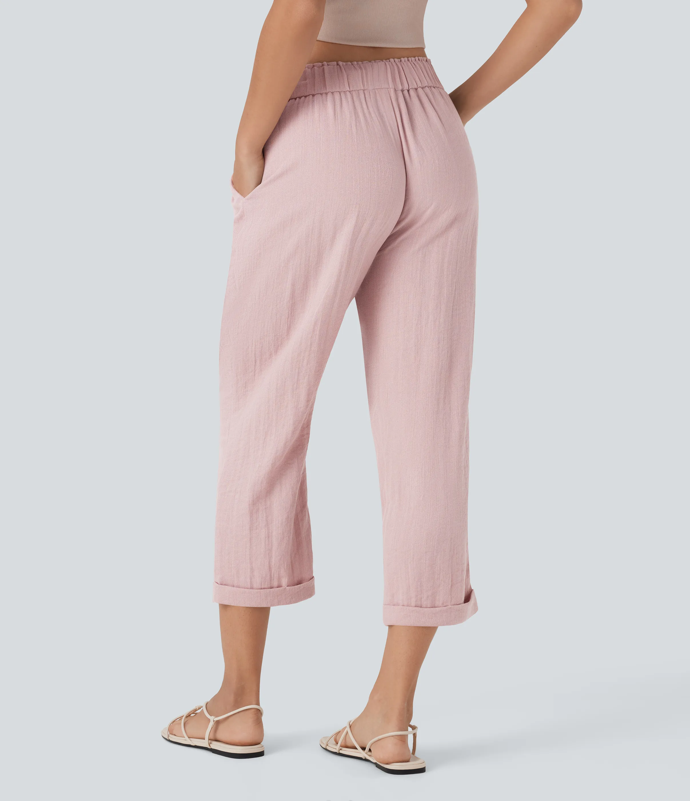 Halara Pantalones casuales ajustados de tiro medio con cordón y bolsillos - Potpourri - L(regular) sold by Halara product image thumbnail 3