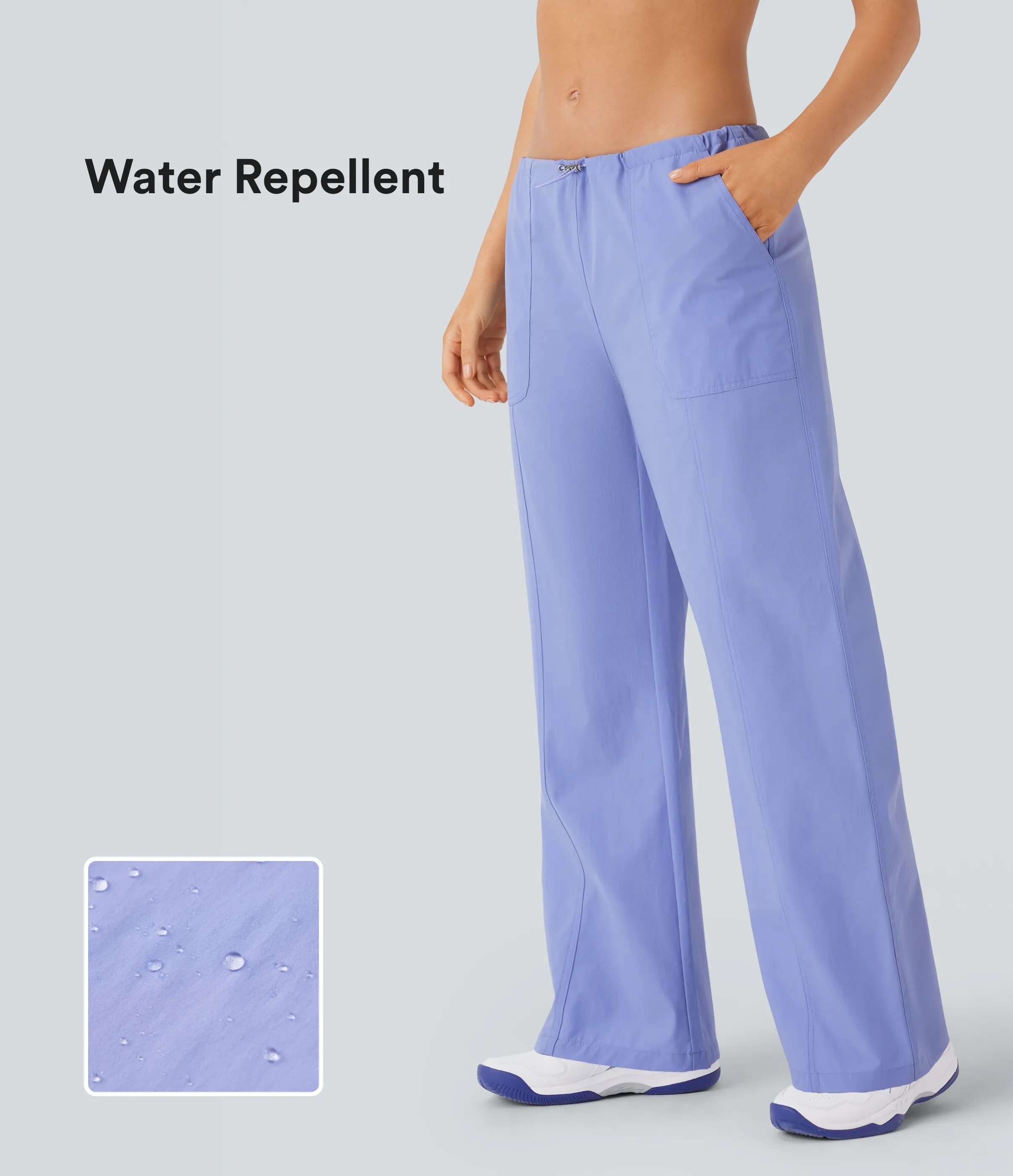 Halara Pantalón yoga pierna recta cordón ajustable tiro bajo resistente desgaste repelente agua - Azure Haze - XS(regular) sold by Halara