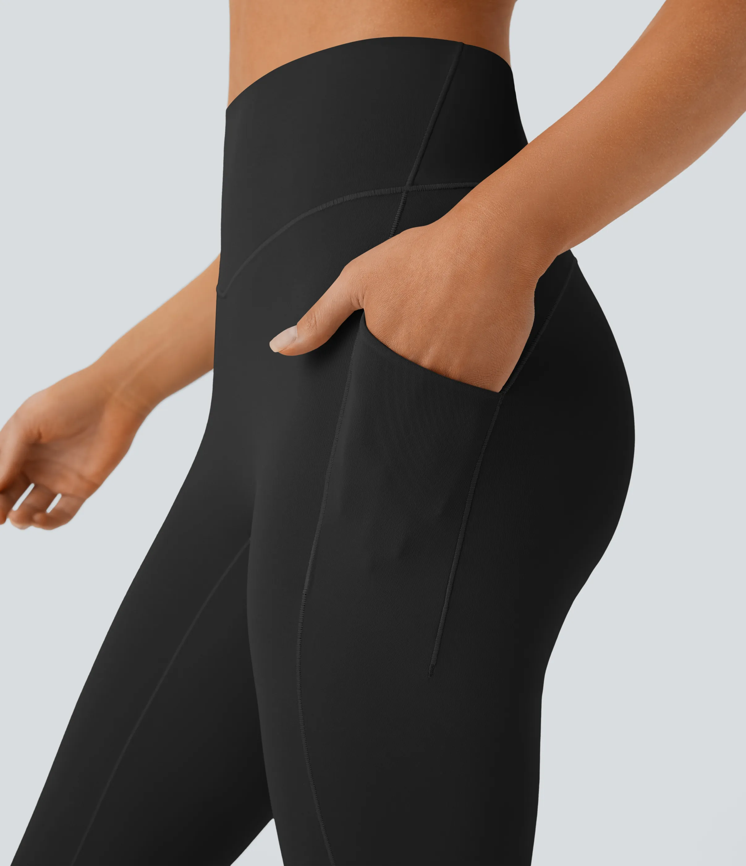 Halara Leggings Softlyzero™ QuickDry SoCinched yoga acampanado bolsillo lateral tiro alto control abdomen - Black - S(regular) sold by Halara product image thumbnail 5