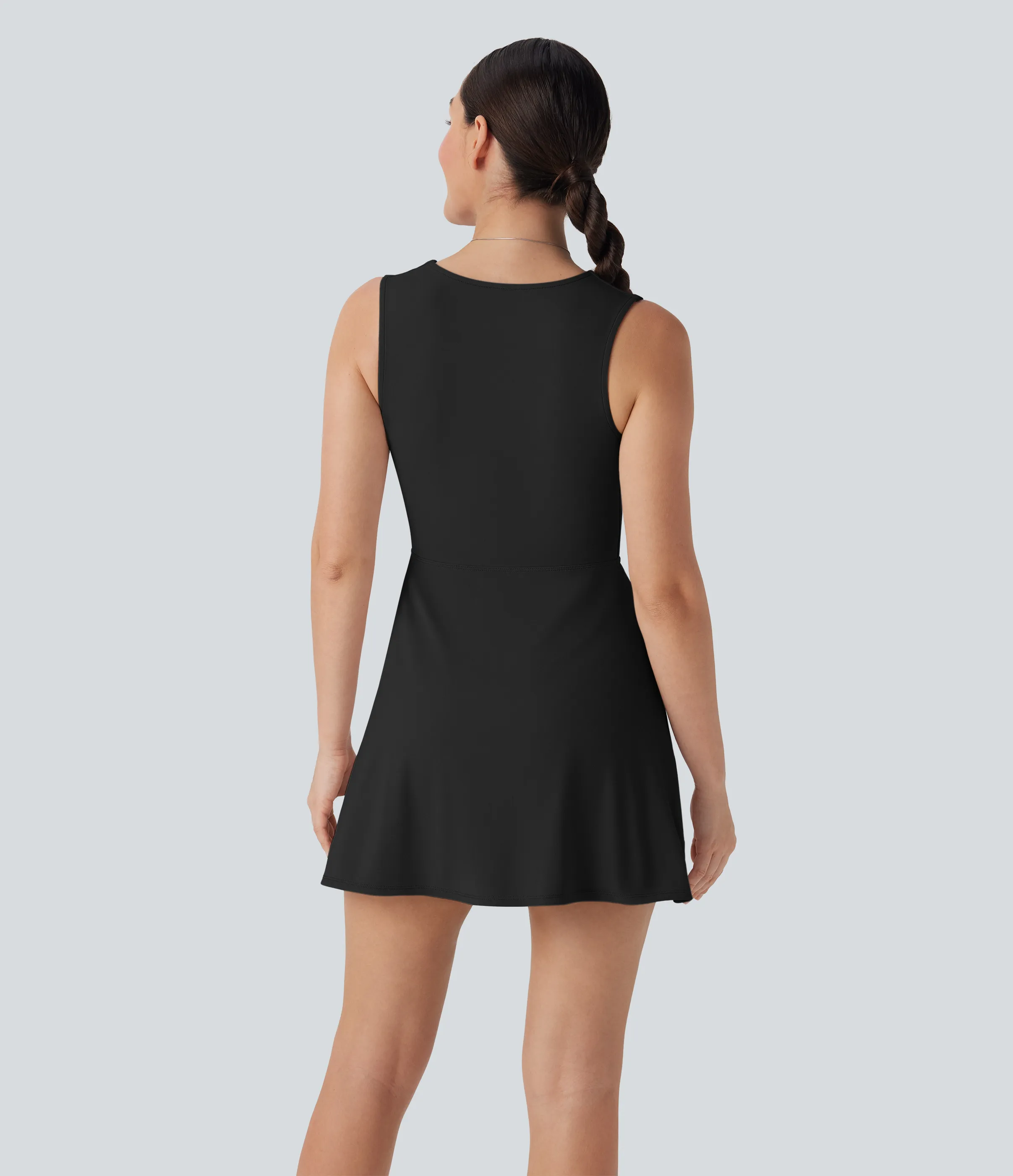 Halara Vestido mini casual de dos piezas con cuello en V sin mangas con botones decorativos y bolsillo - Black - XL sold by Halara product image thumbnail 3