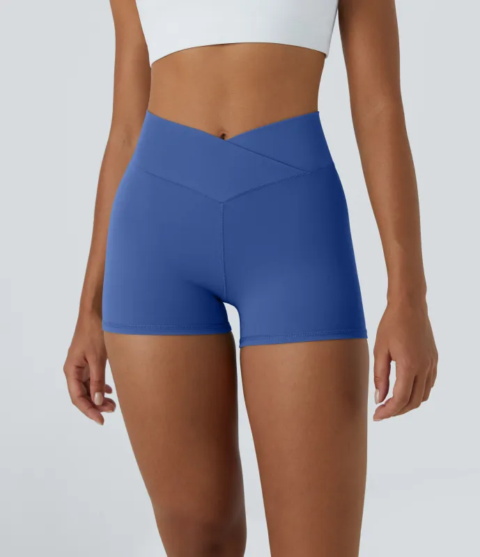 Halara Pantalón corto Softlyzero™ ciclistas yoga liso cruzado tiro alto 7.5cm - Beaucoup Blue - L sold by Halara