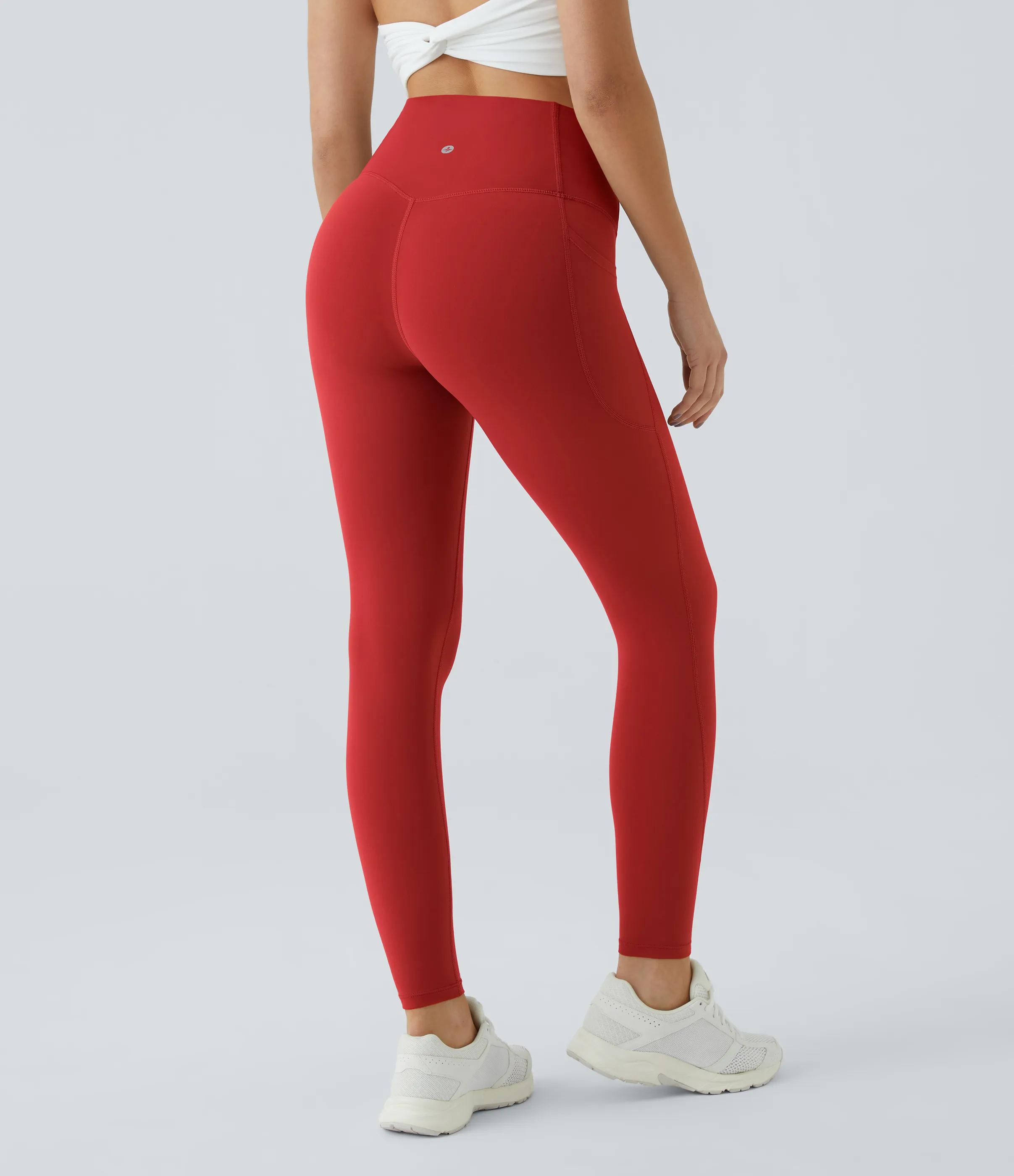 Halara Leggings SoCinched UltraSculpt entrenamiento control abdomen bolsillo lateral tiro alto - Aura Orange - S(full_length) sold by Halara product image thumbnail 4