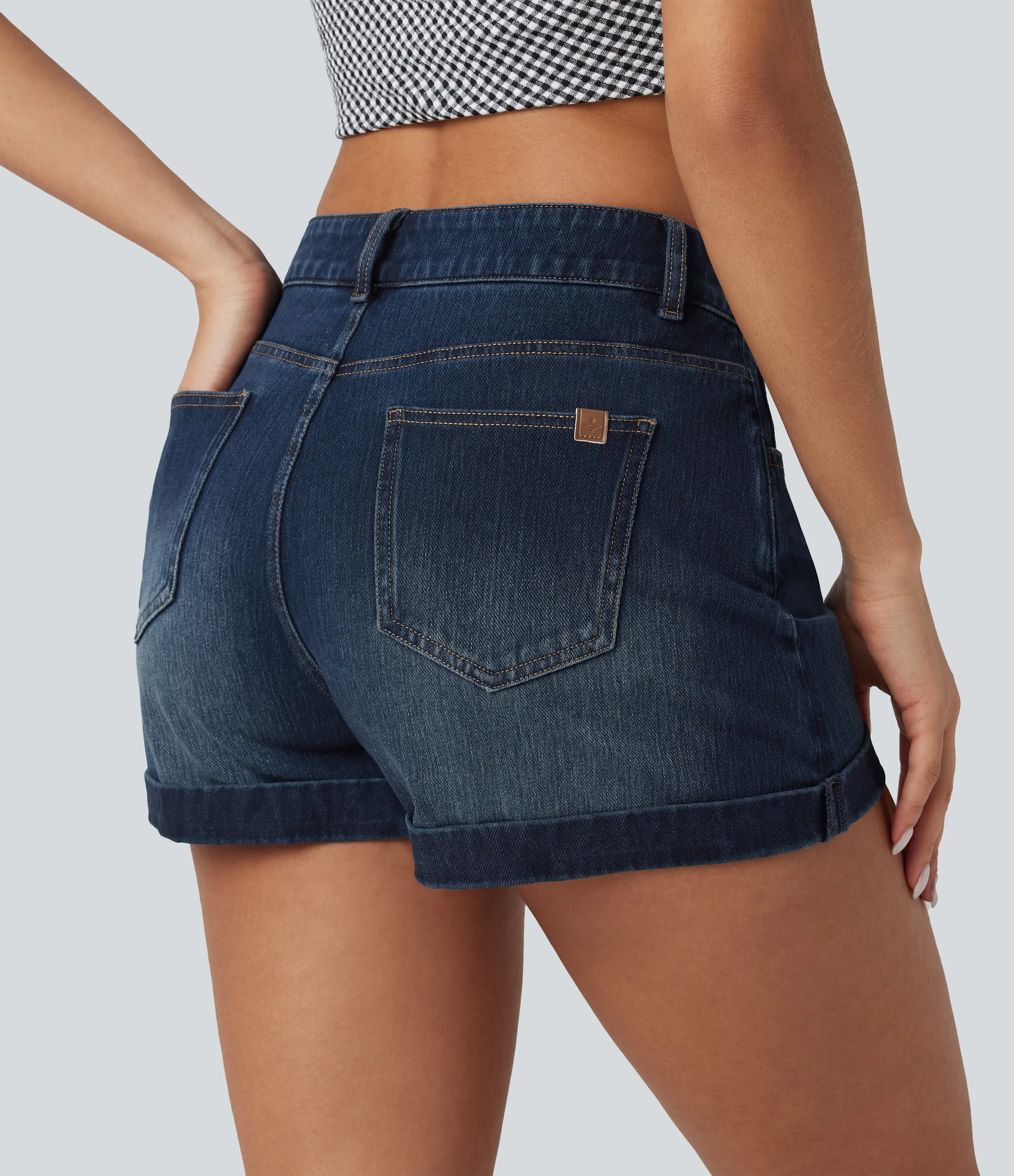 Halara Pantalón corto Halara Flex™ Denim mezclilla elástico cremallera botón tiro medio 7.5cm - Green Heron Denim - XL(regular) sold by Halara product image thumbnail 5