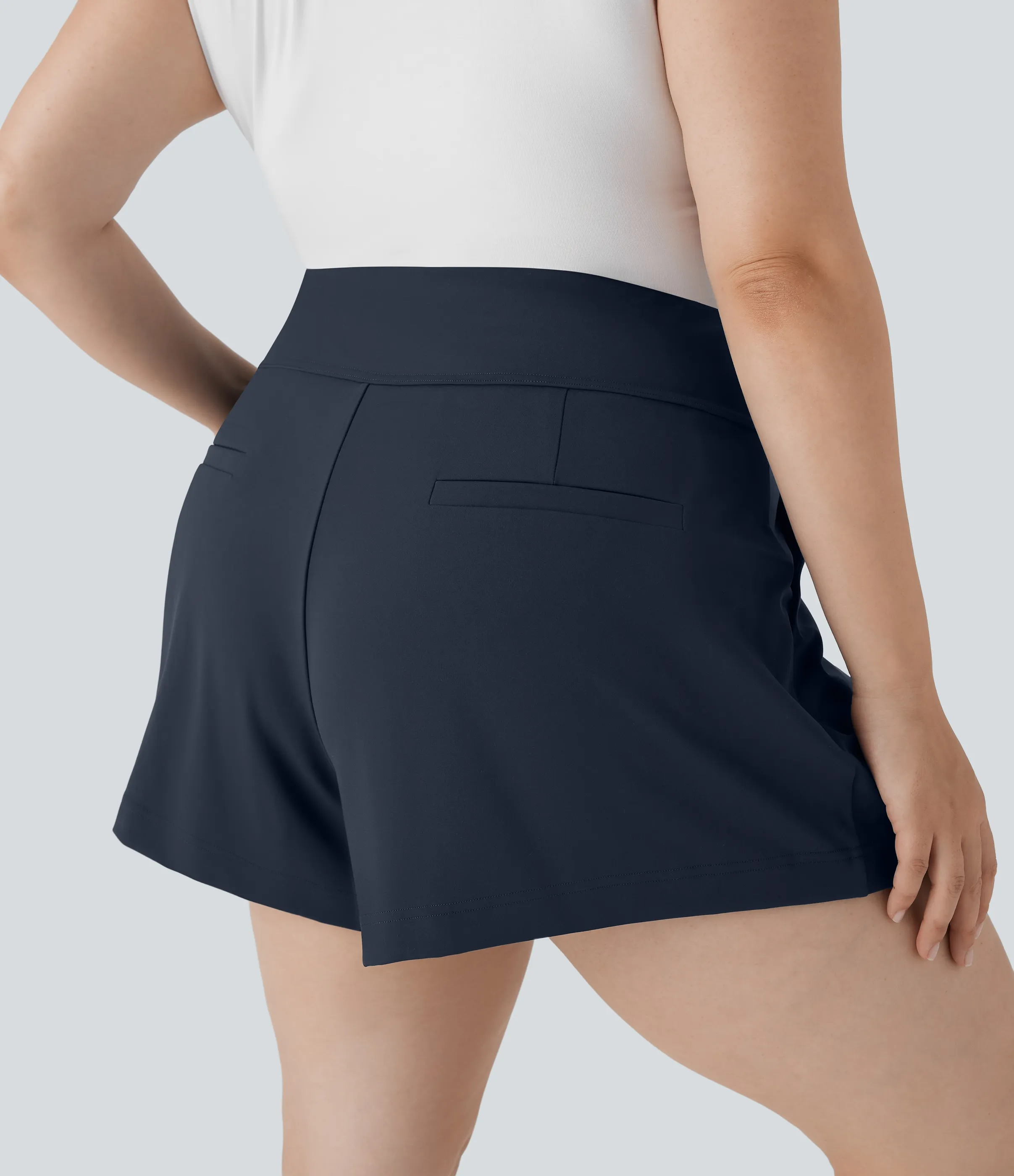 Halara Pantalón corto oficina tiro alto talla grande bolsillo lateral - Midnight Blue - 2X sold by Halara product image thumbnail 3