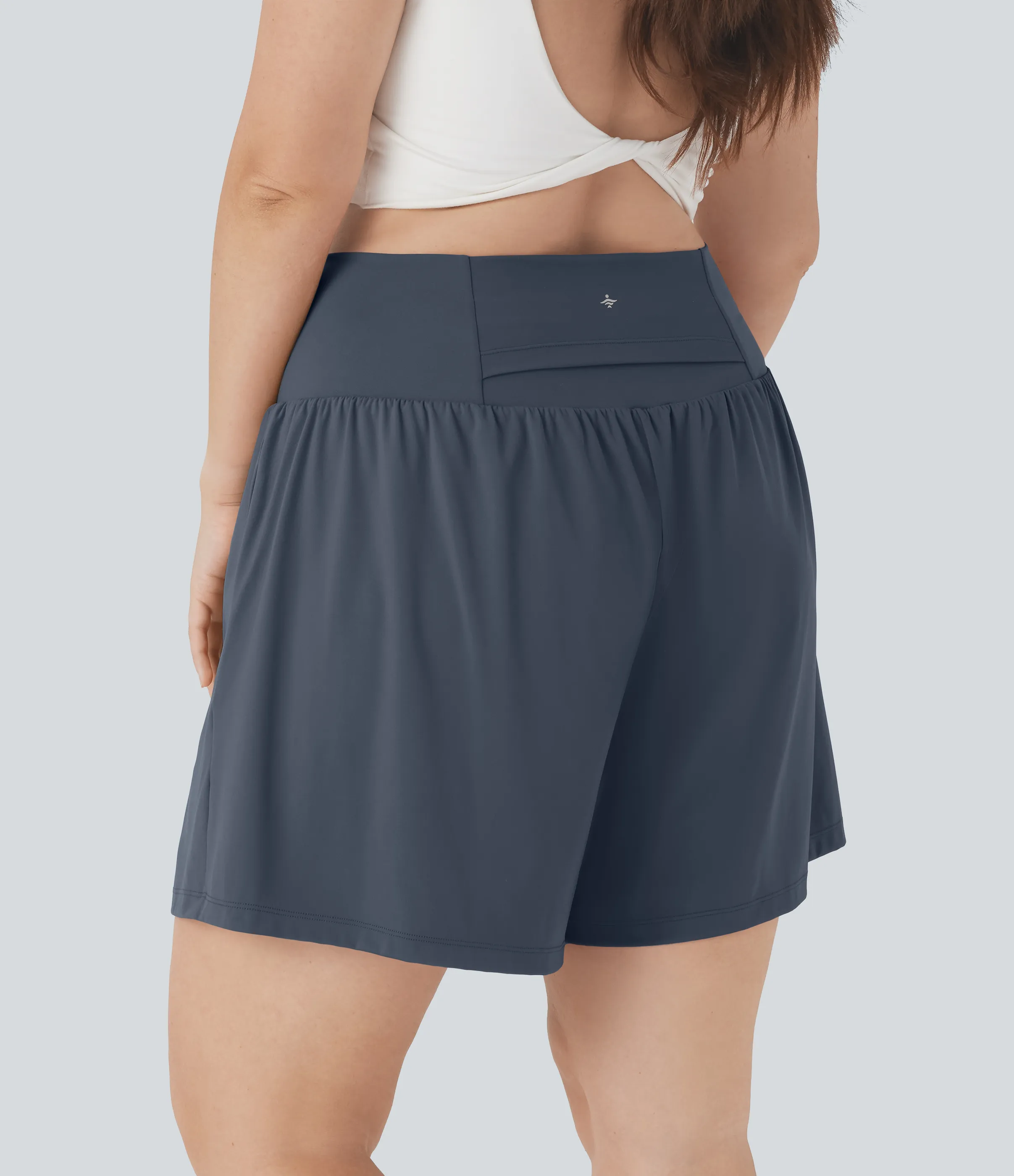 Halara Pantalón corto Softlyzero™ Airy yoga tiro alto 2 en 1 tacto fresco talla grande 17.5 cm bolsillo - Mood Indigo - 2X sold by Halara product image thumbnail 4