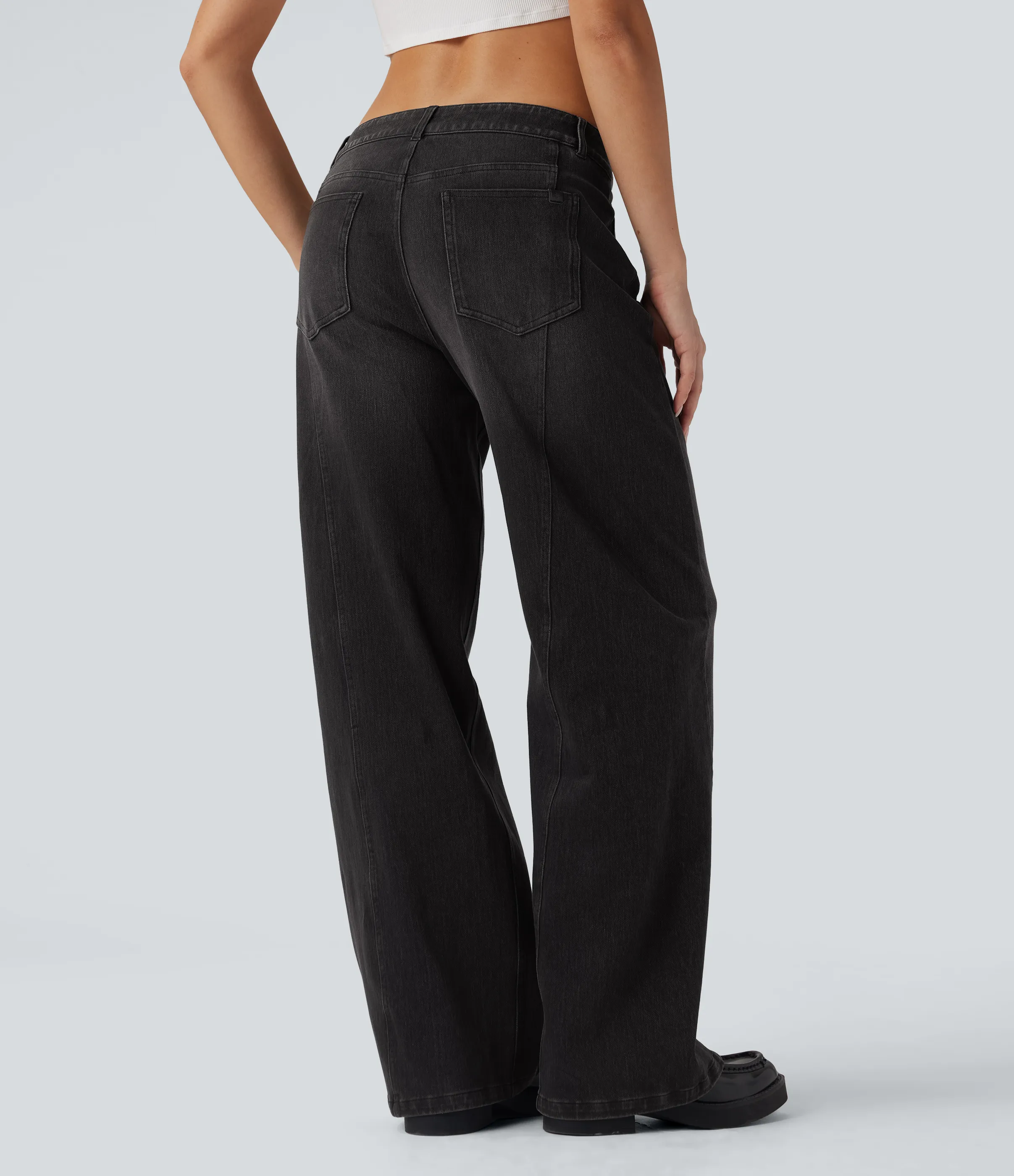 Halara Jeans casuales Halara Flex™ anchos de tiro bajo con bolsillos - Phantom Denim - XL(regular) sold by Halara product image thumbnail 3