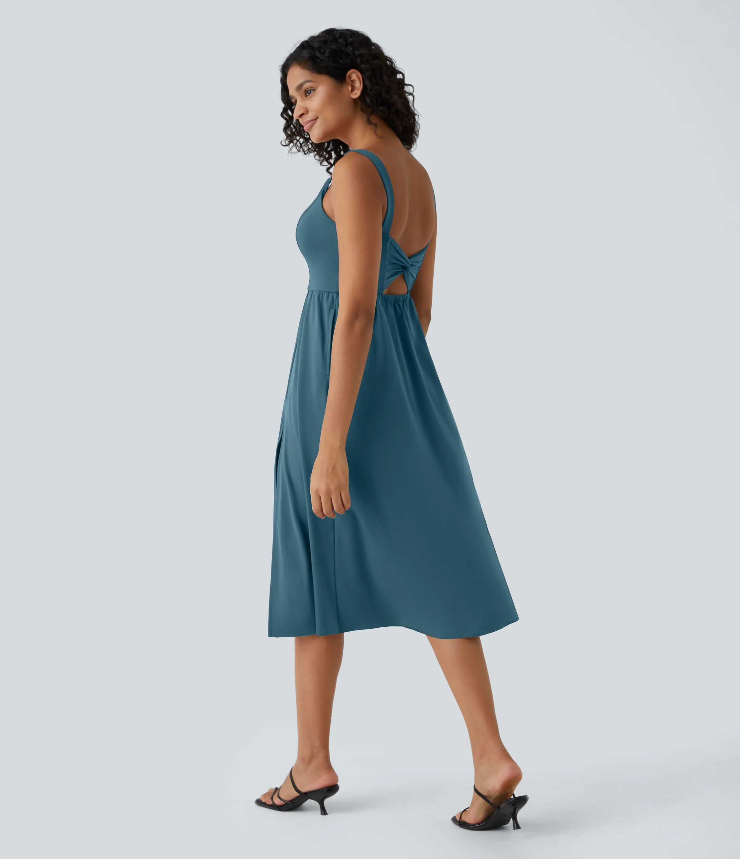 Halara Vestido casual midi con relleno en copas D-F - Majolica Blue - XL sold by Halara product image thumbnail 3