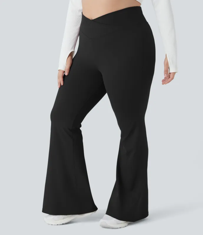 Halara Leggings súper acampanados cintura V alle alto bolsillo trasero talla plus - Black - 1X sold by Halara