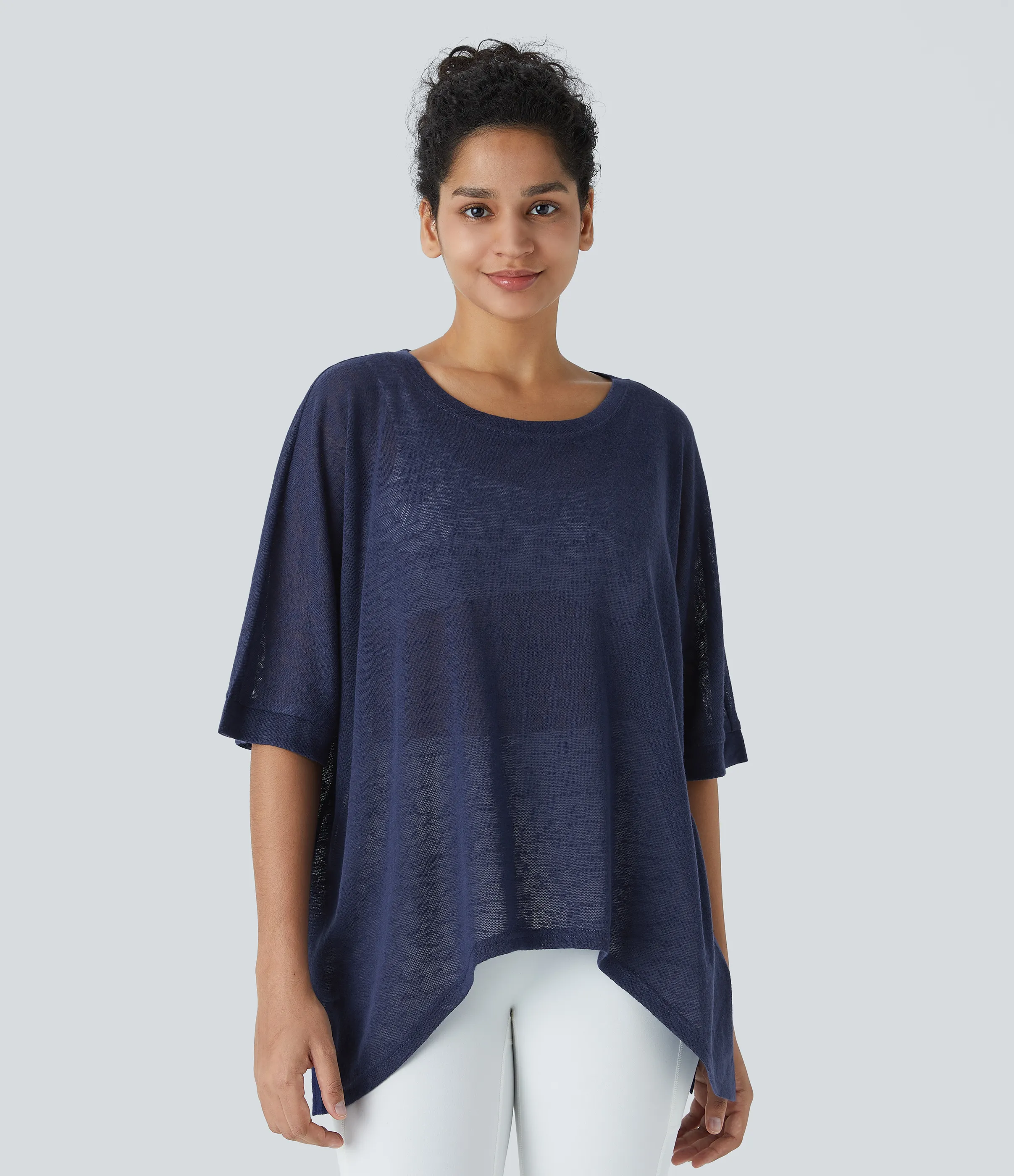 Halara Top extragrande transparente dobladillo dividido asimétrico - Dawn Purple - S sold by Halara product image thumbnail 2