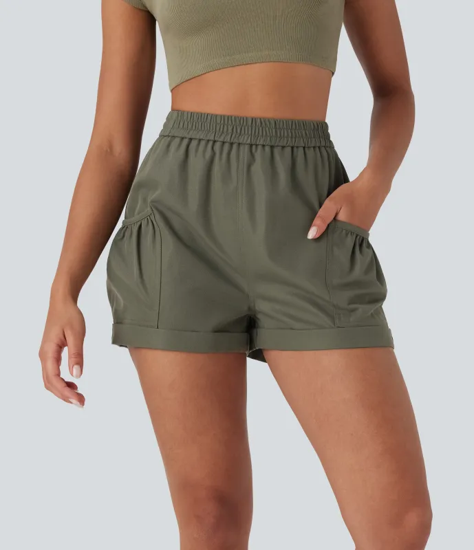 Halara Shorts casuales de tiro alto con bolsillos laterales - Kalamata - L sold by Halara