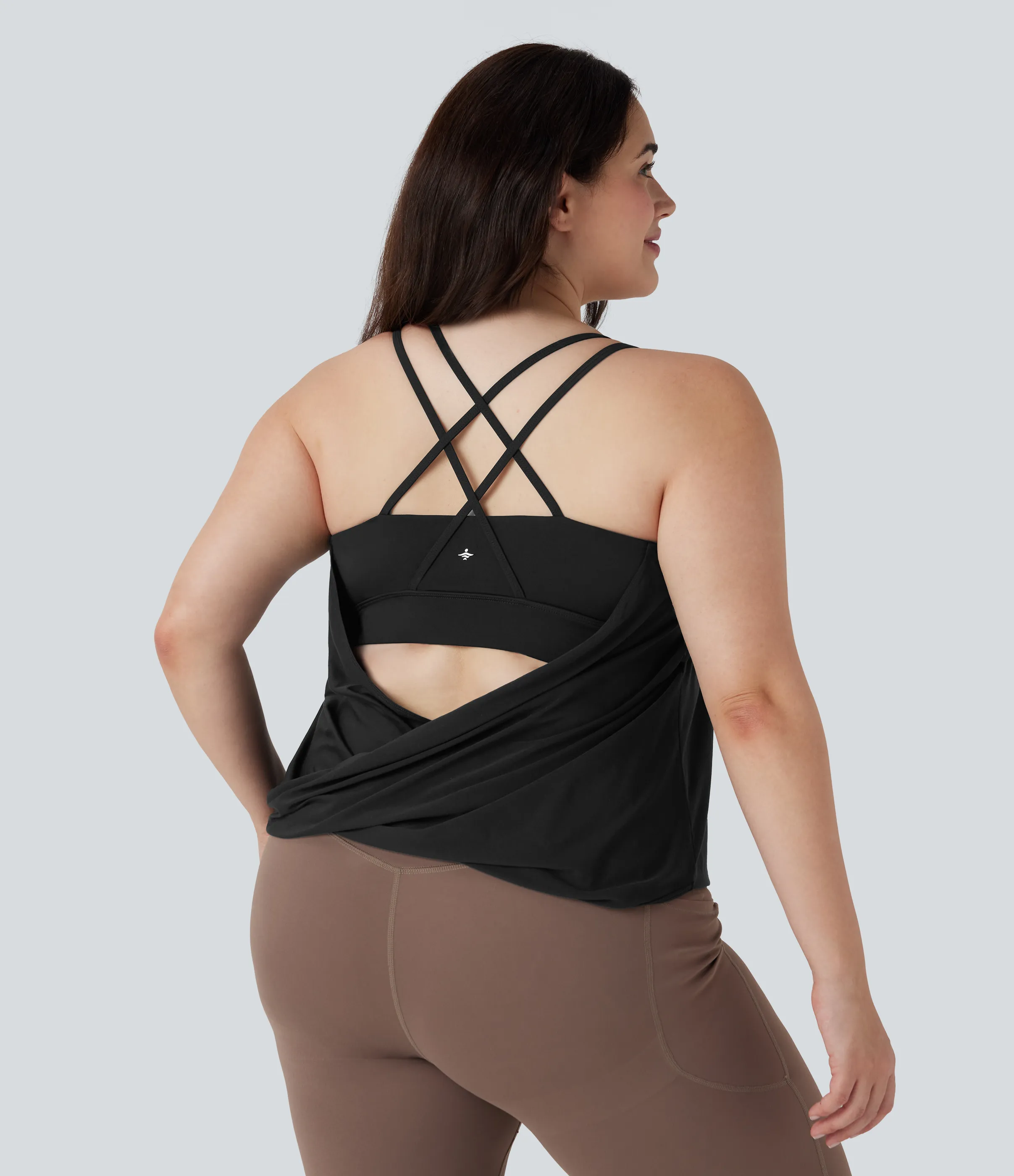 Halara Top de yoga de secado rápido plisado sin espalda y cruzado de talla grande - Black - 2X sold by Halara product image thumbnail 5