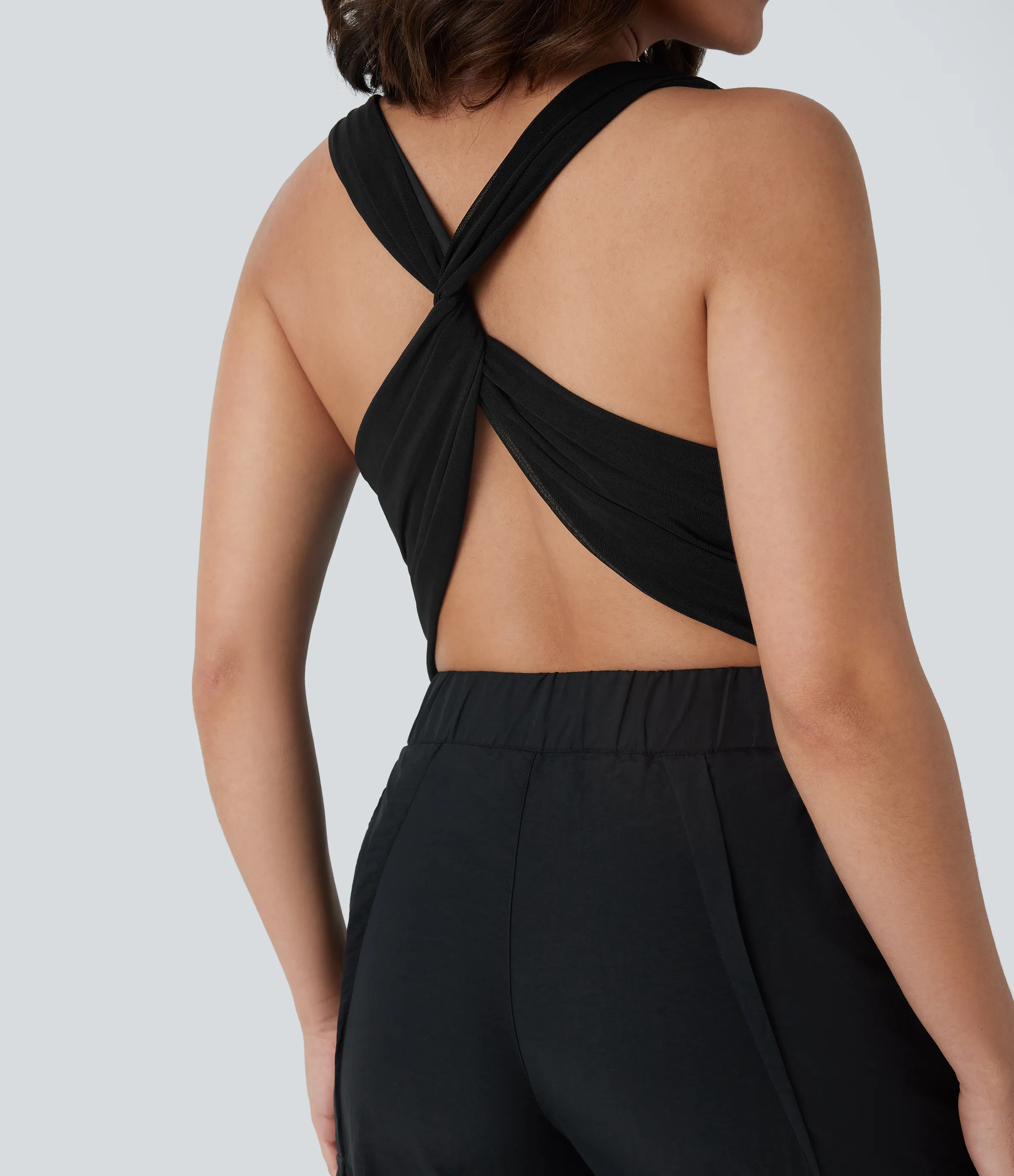 Halara Top corto cuello vuelto fruncido sin espalda para resort - Black - XL sold by Halara product image thumbnail 5