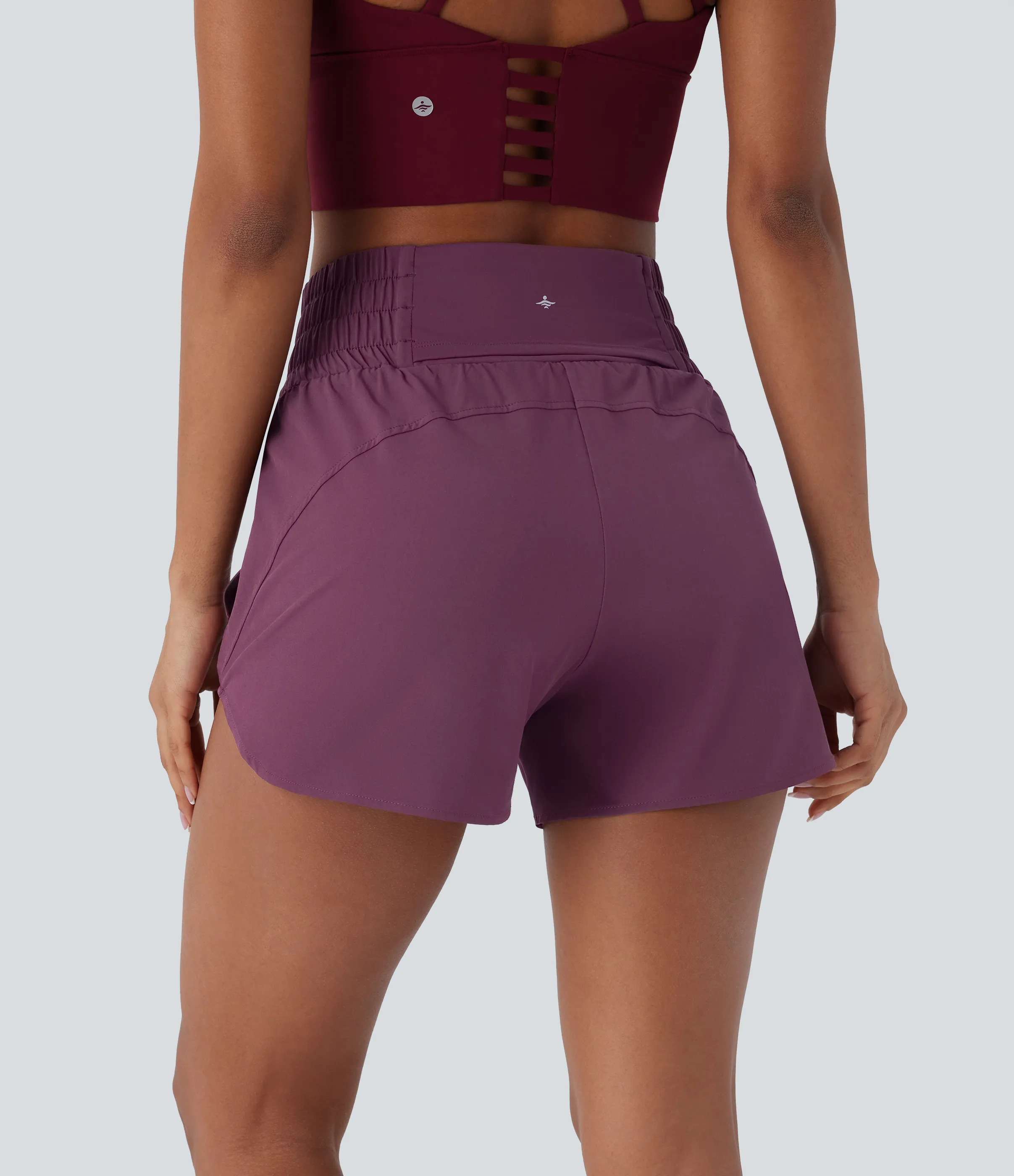 Halara Pantalón corto Breezeful™ correr secado rápido 2 en 1 dobladillo curvo tiro alto múltiple bolsillo 8.8cm - Amaranth - XL sold by Halara product image thumbnail 4